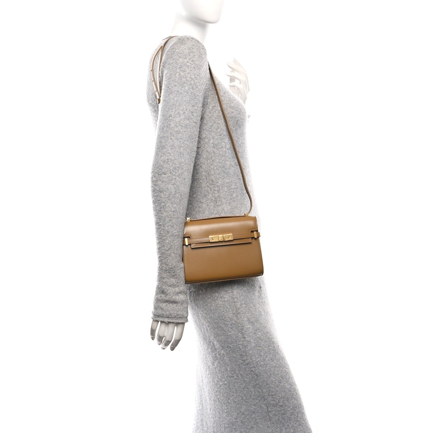 Smooth Calfskin Mini Manhattan Shoulder Bag Tabac Brown