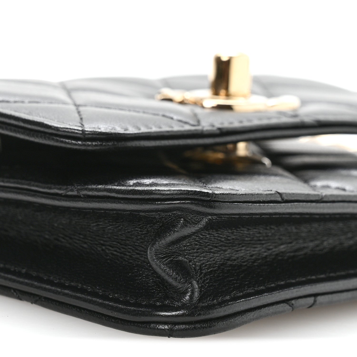 Lambskin Quilted Trendy CC Card Holder On Chain Black
