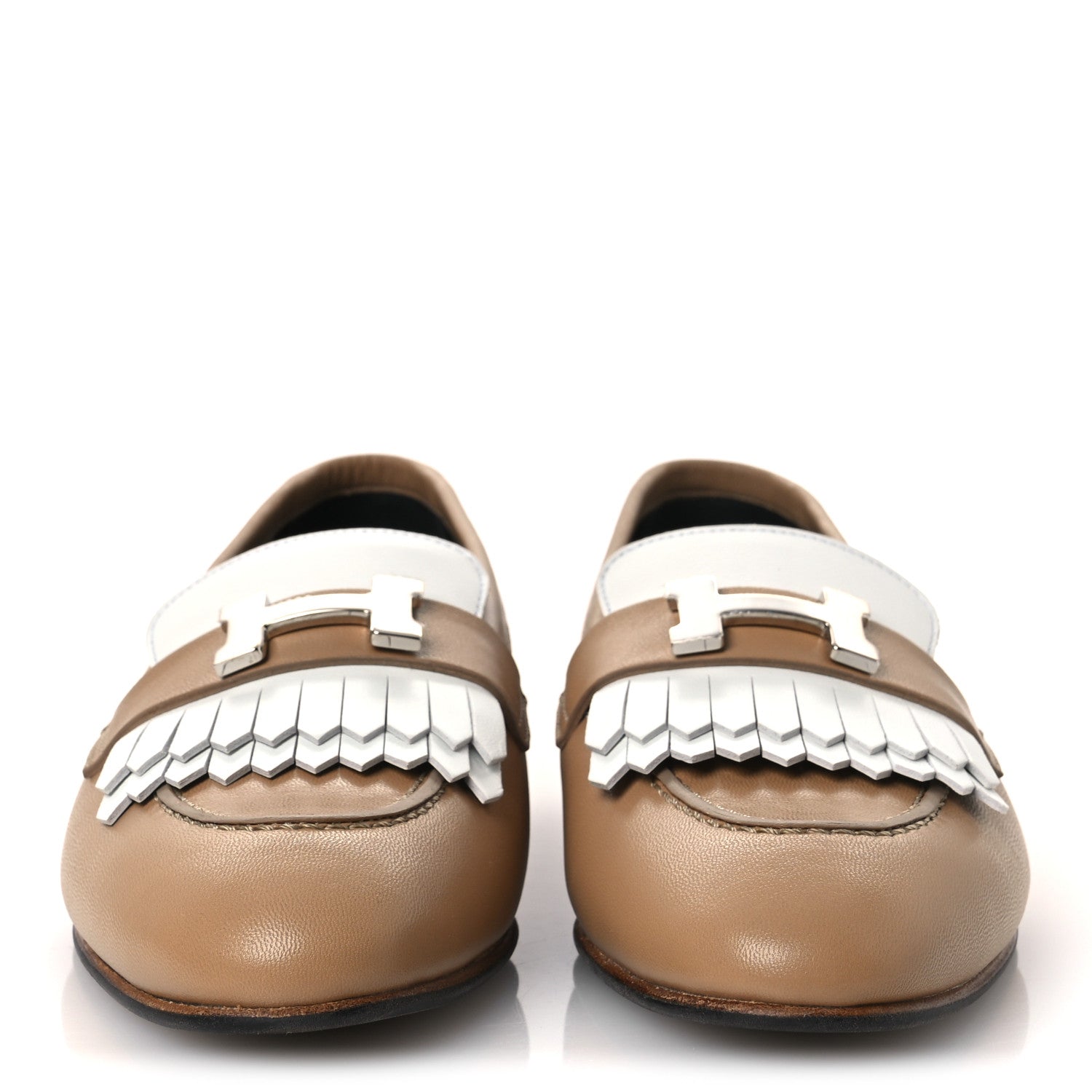 Goatskin Womens Royal Loafers 37 Beige Argile White