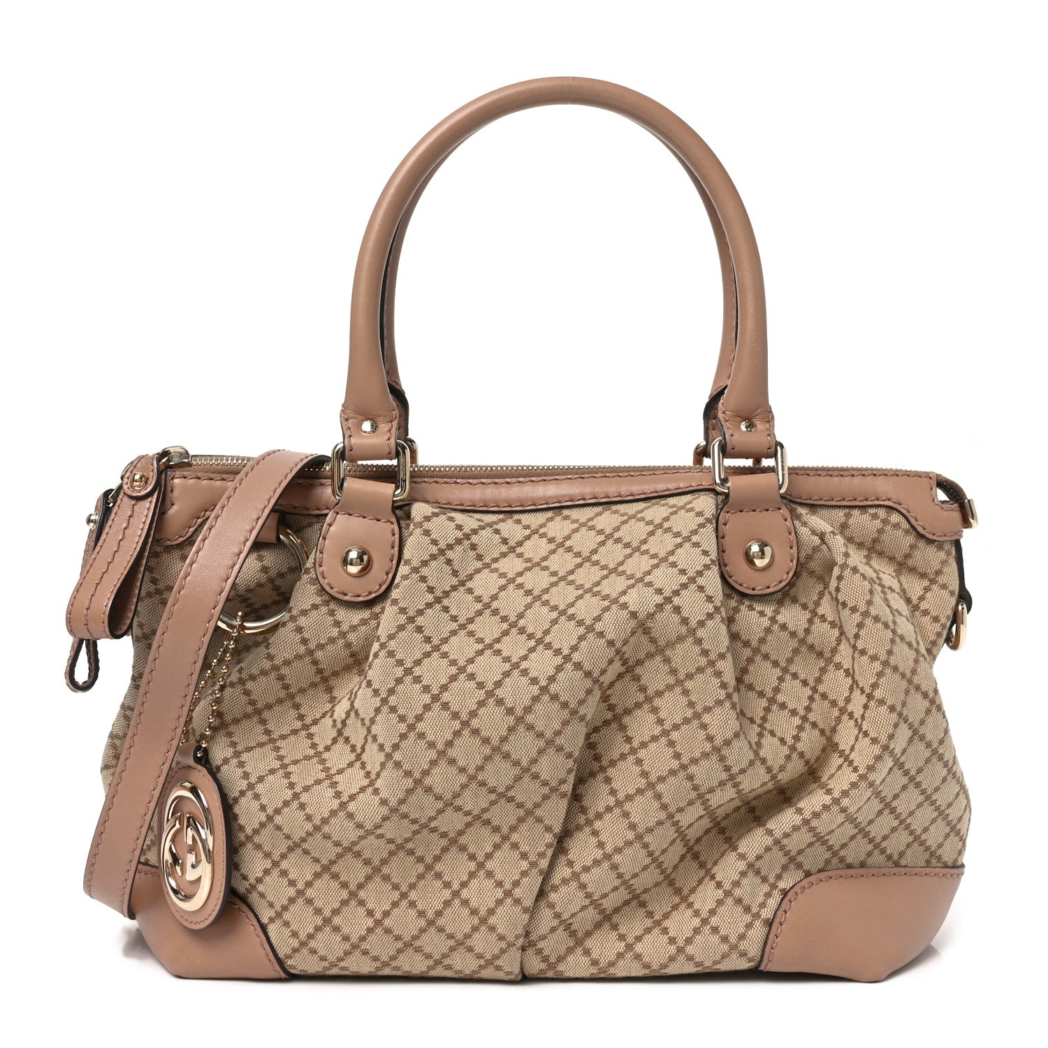 Diamante Medium Sukey Top Handle Bag Beige Pink