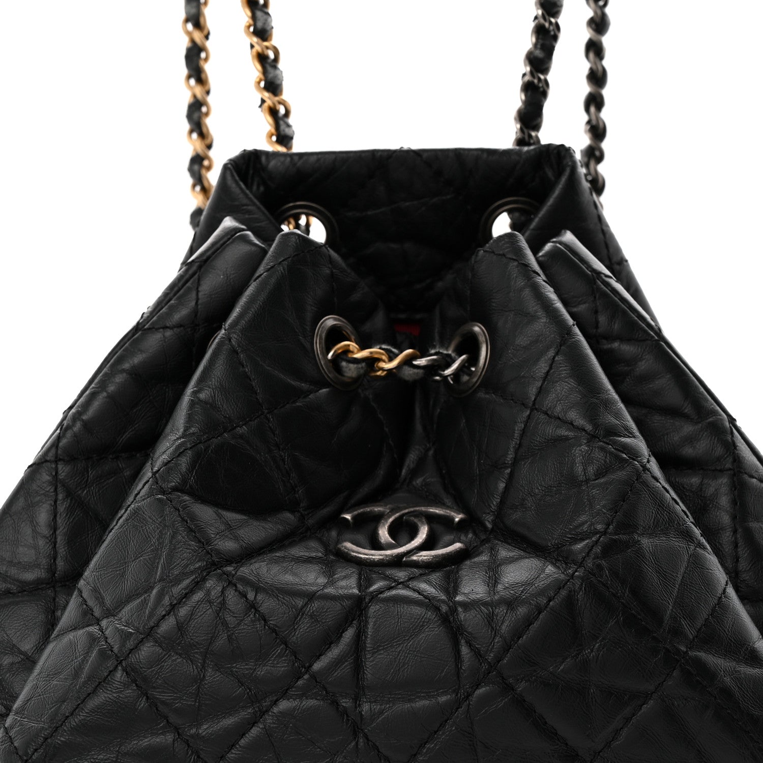 Aged Calfskin Quilted Small Gabrielle Backpack Black