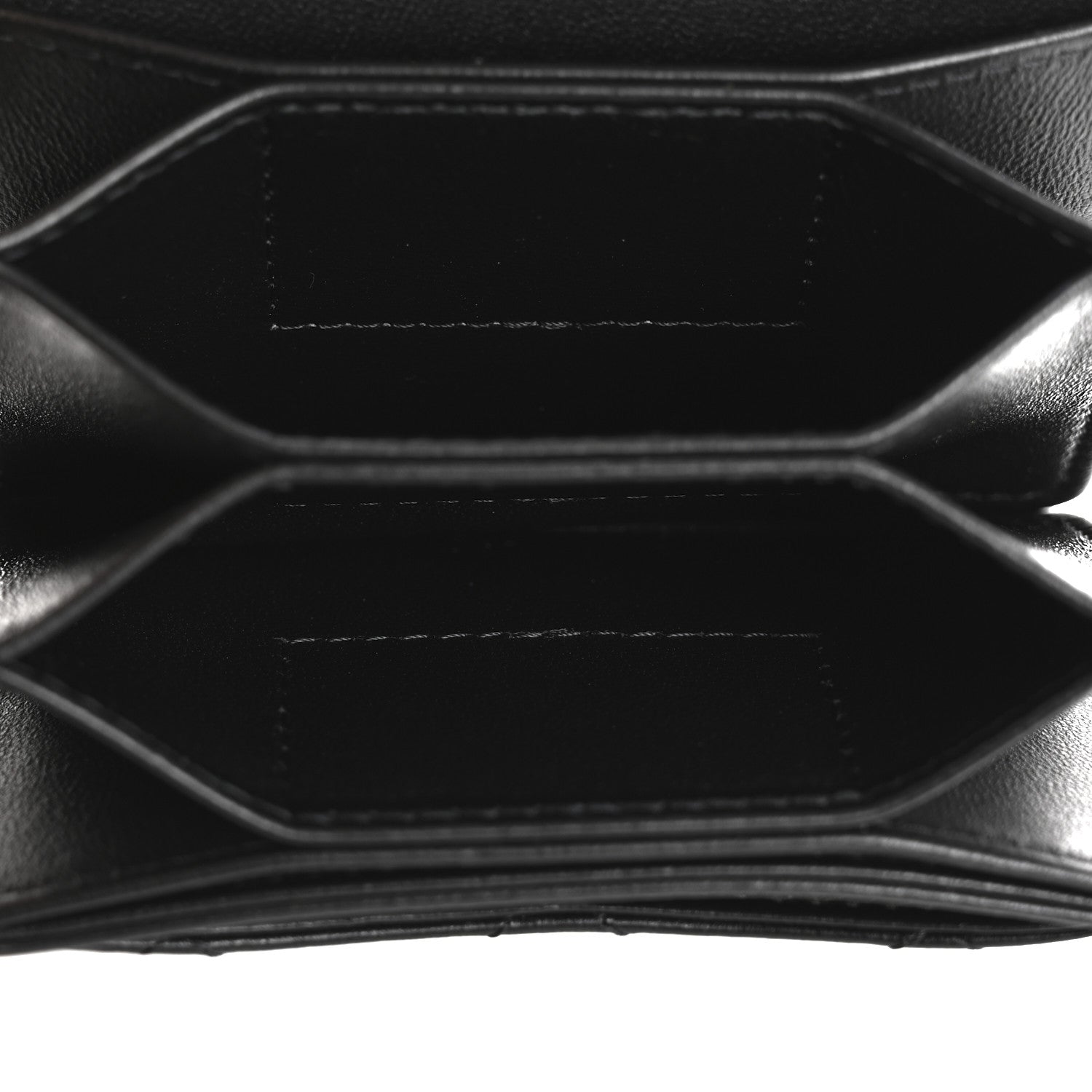 Lambskin Quilted Flap Card Holder With Cuff Black