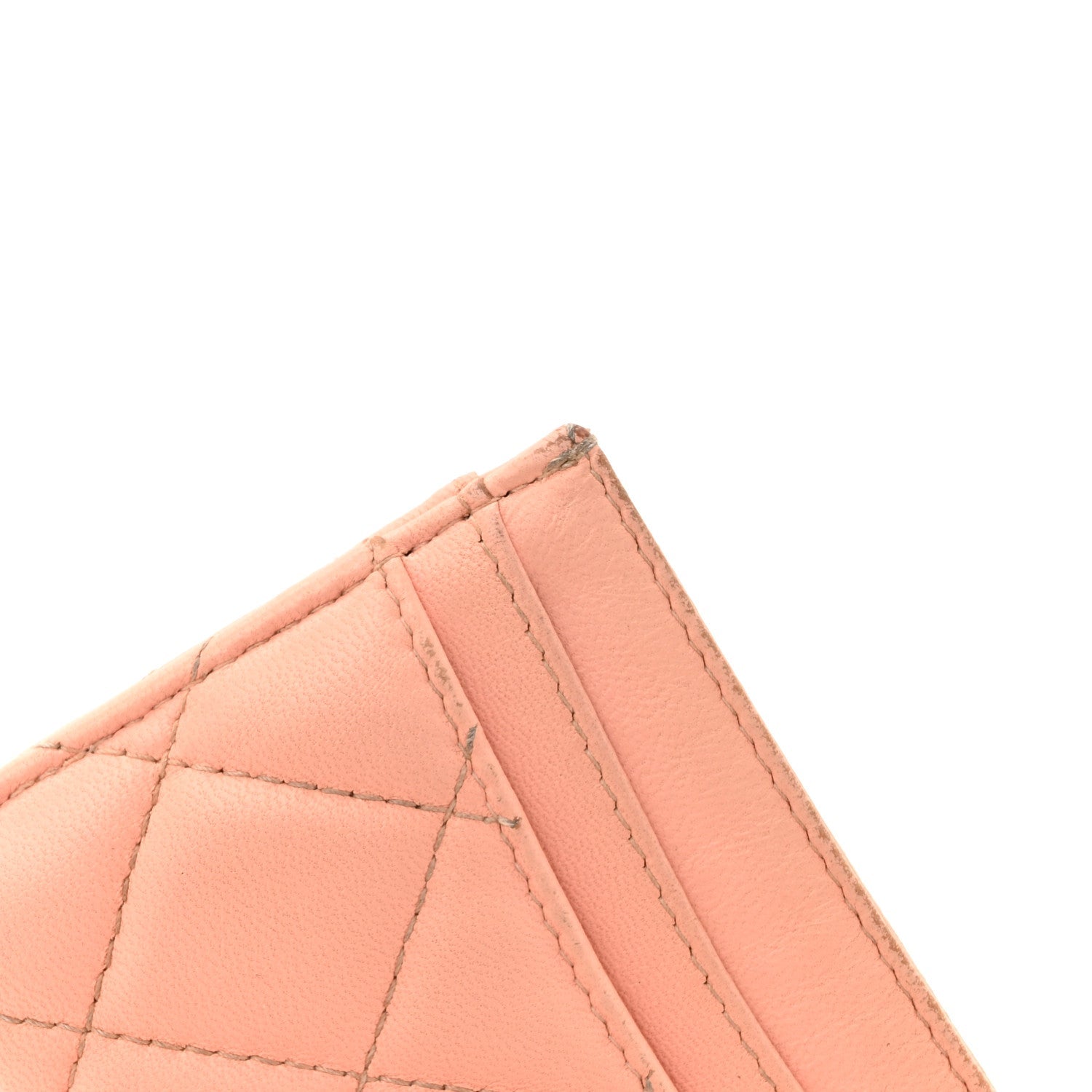 Lambskin Quilted Card Holder Light Pink