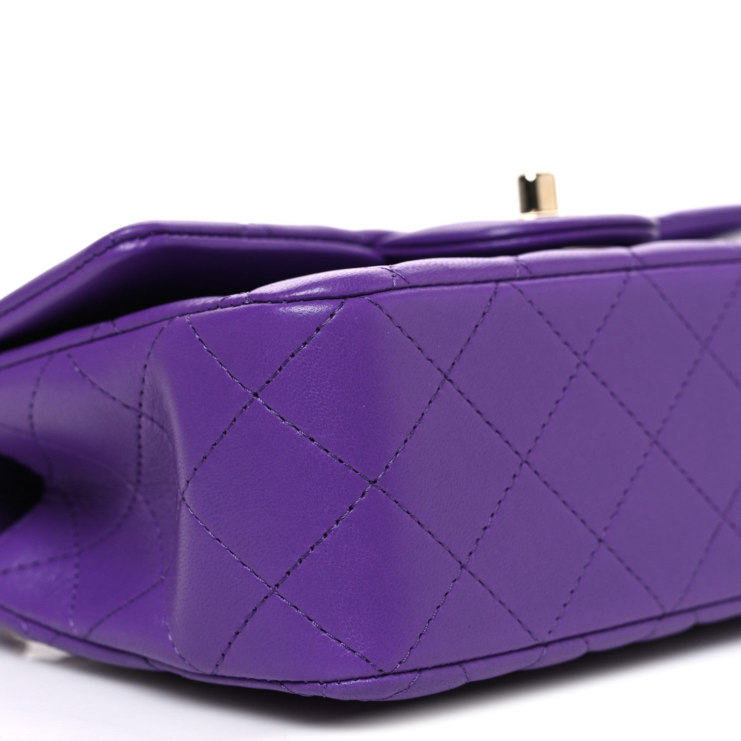 Lambskin Quilted Mini Top Handle Rectangular Flap Dark Purple