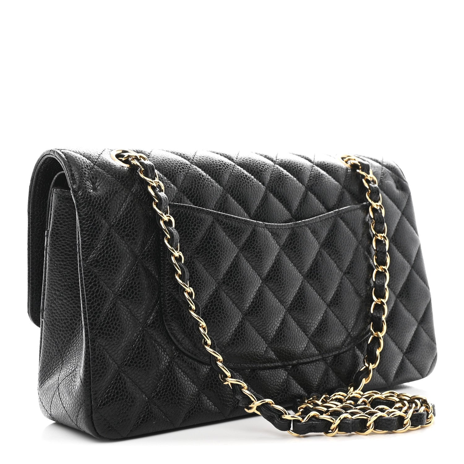 Caviar Quilted Medium Double Flap Black