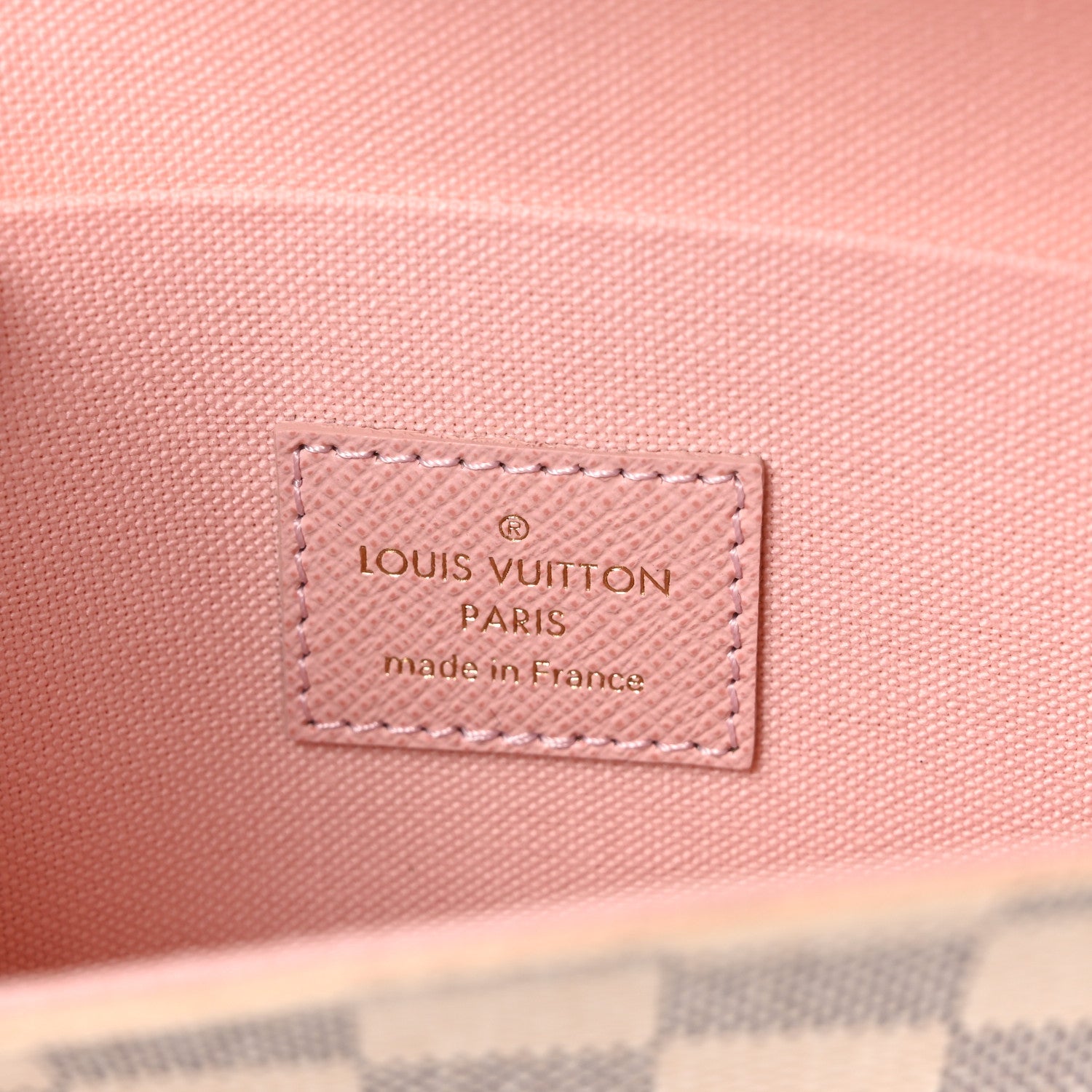 Damier Azur Pochette Felicie Chain Wallet Rose Ballerine