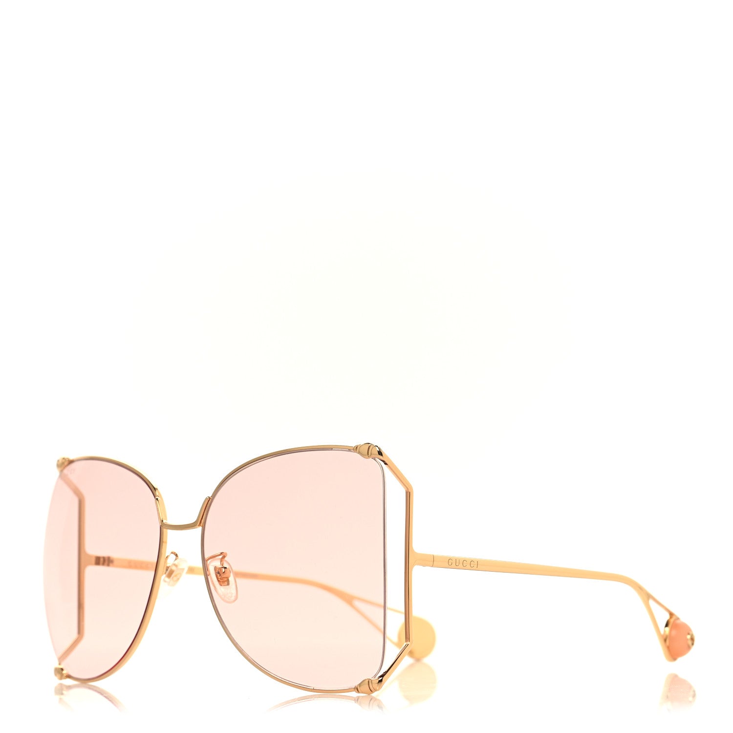 Metal Oversized Round Sunglasses GG0252S Gold Pink