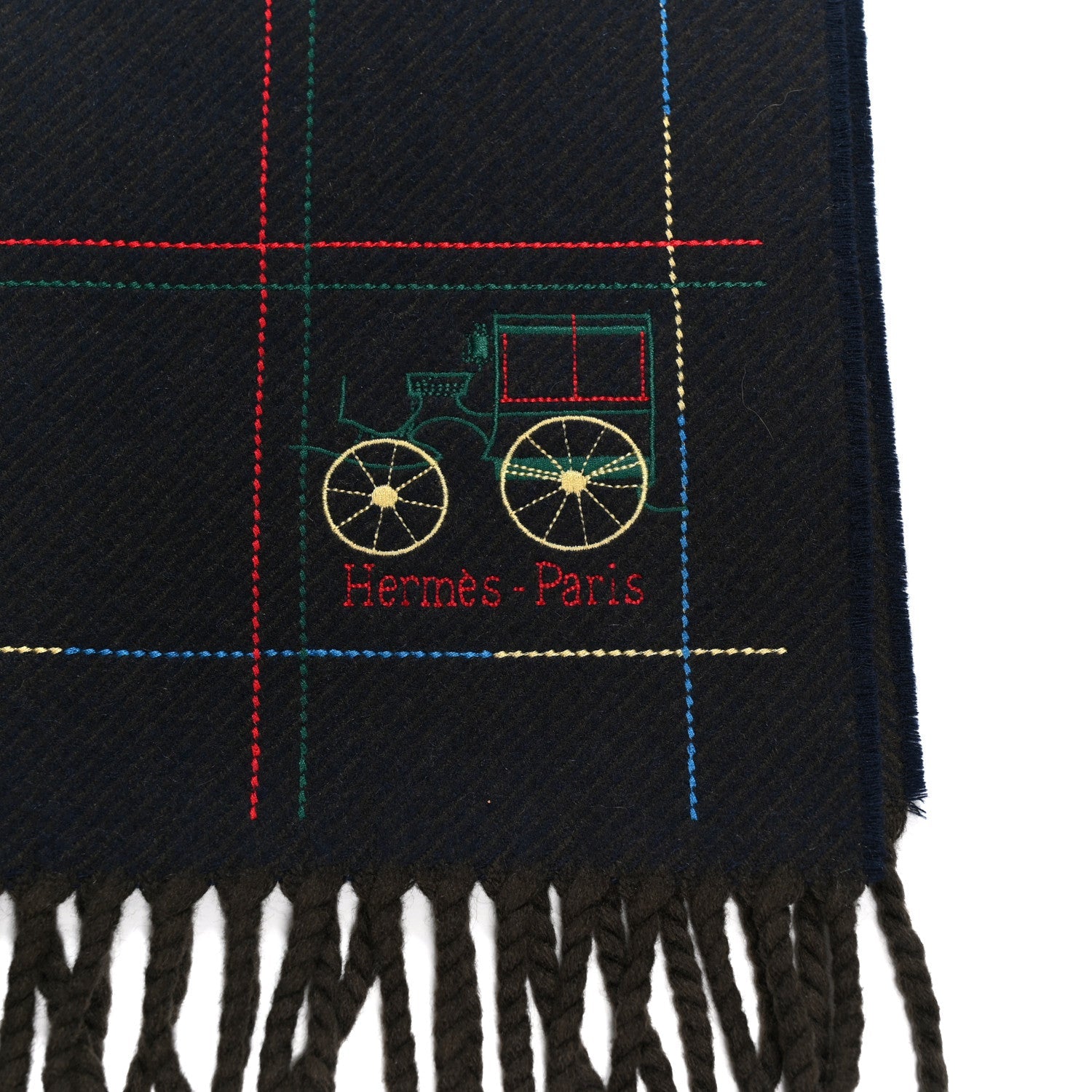 Cashmere Fringe A Toute Brodee Scarf Bleu
