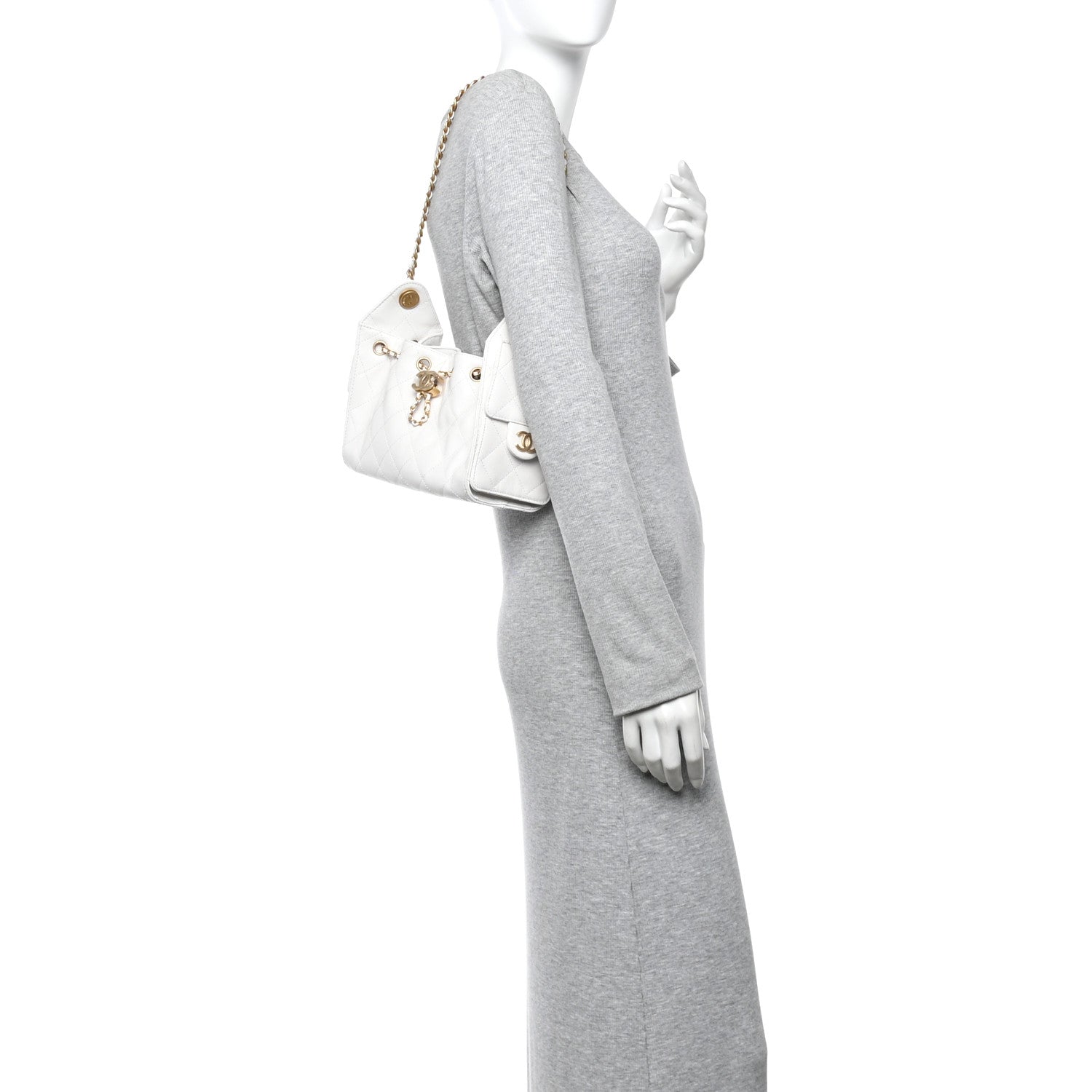 Caviar Quilted Mini Chanel 25 Handbag White