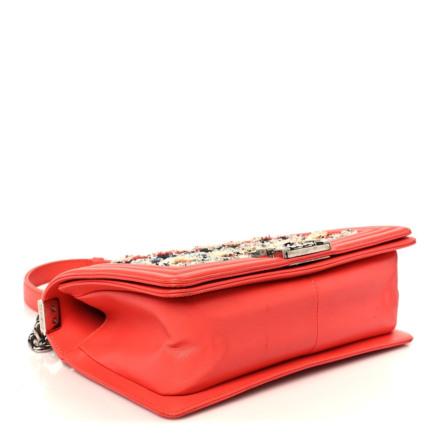 Lambskin Tweed Medium Boy Flap Coral