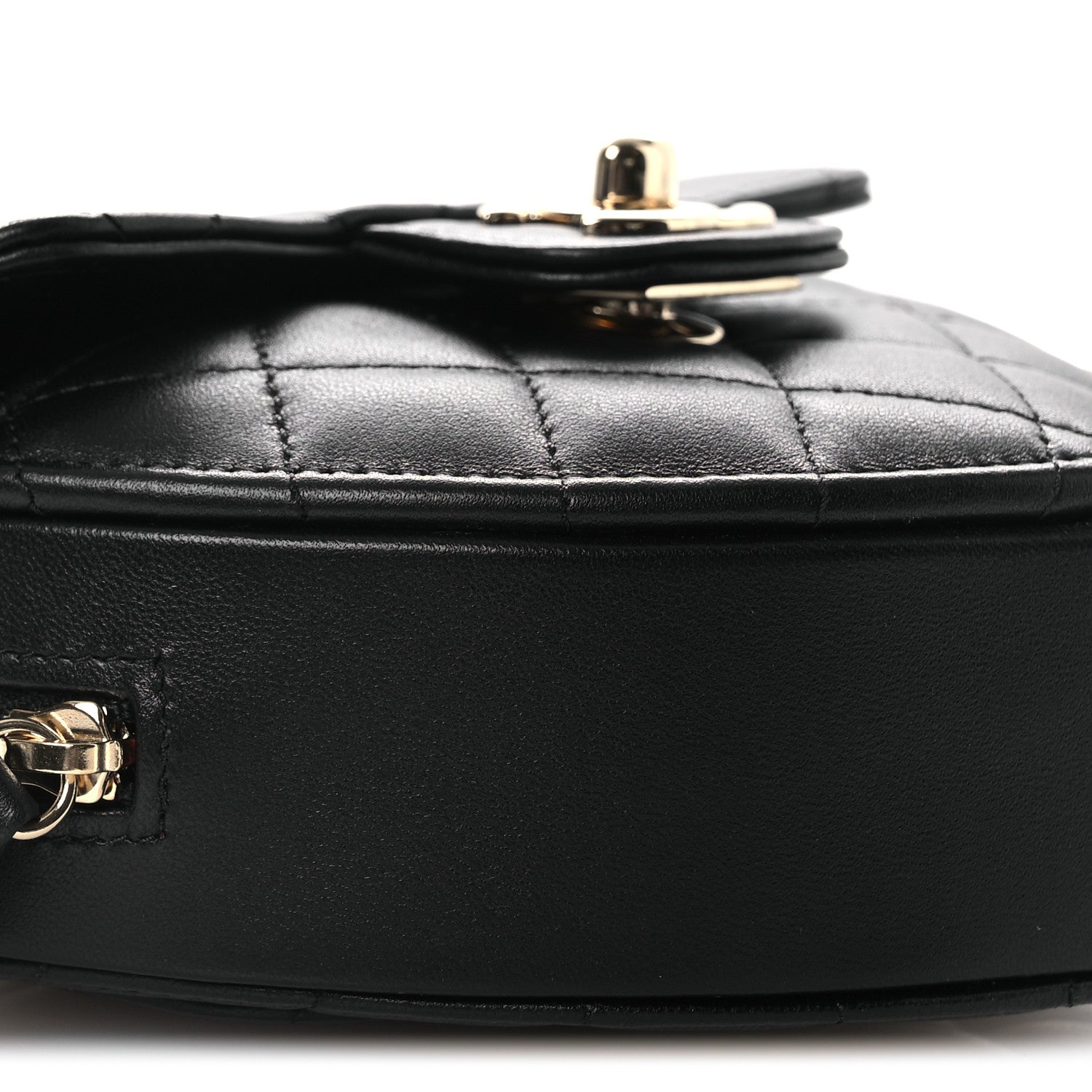 Lambskin Quilted CC In Love Heart Clutch With Chain Black