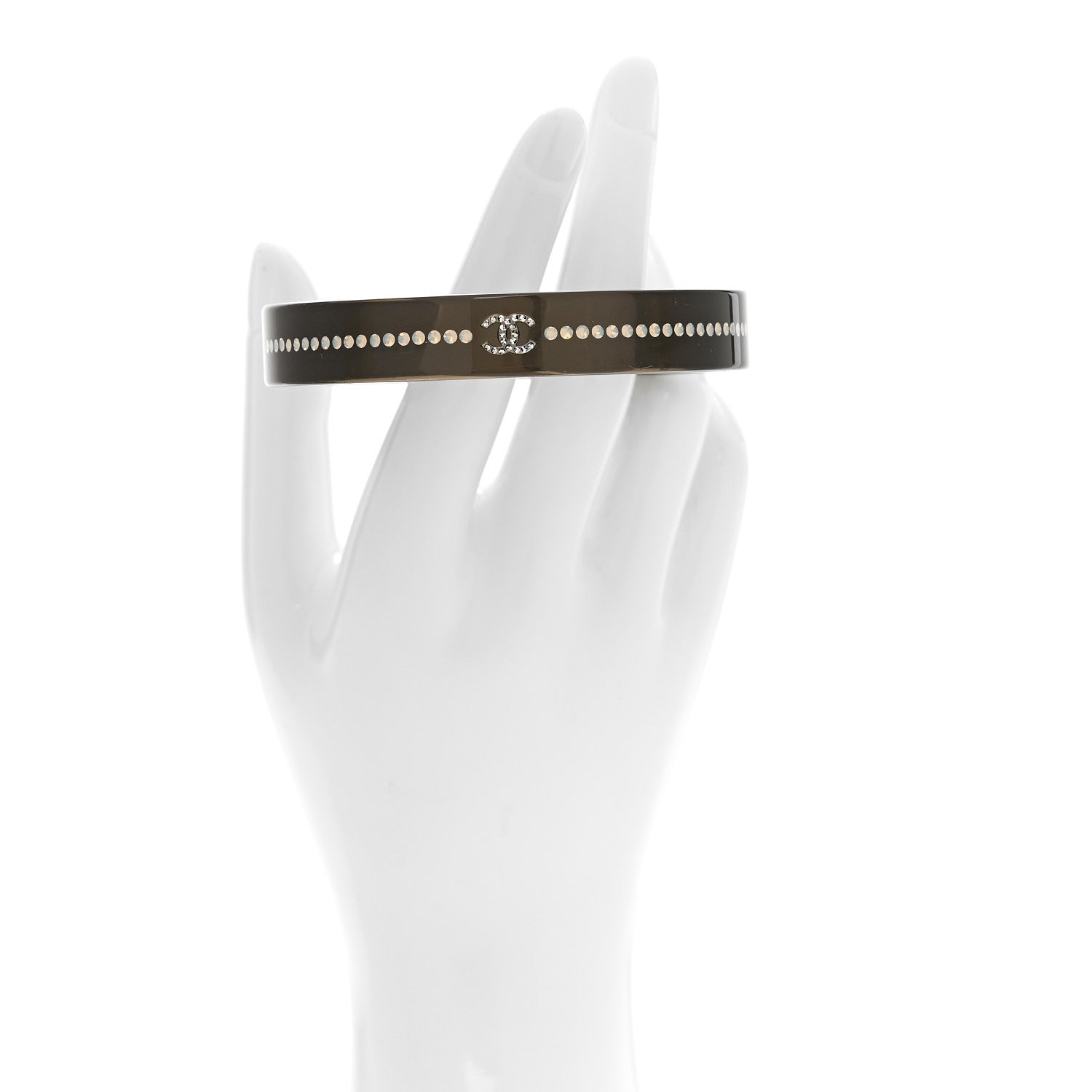 Resin Crystal CC Bangle Bracelet Black