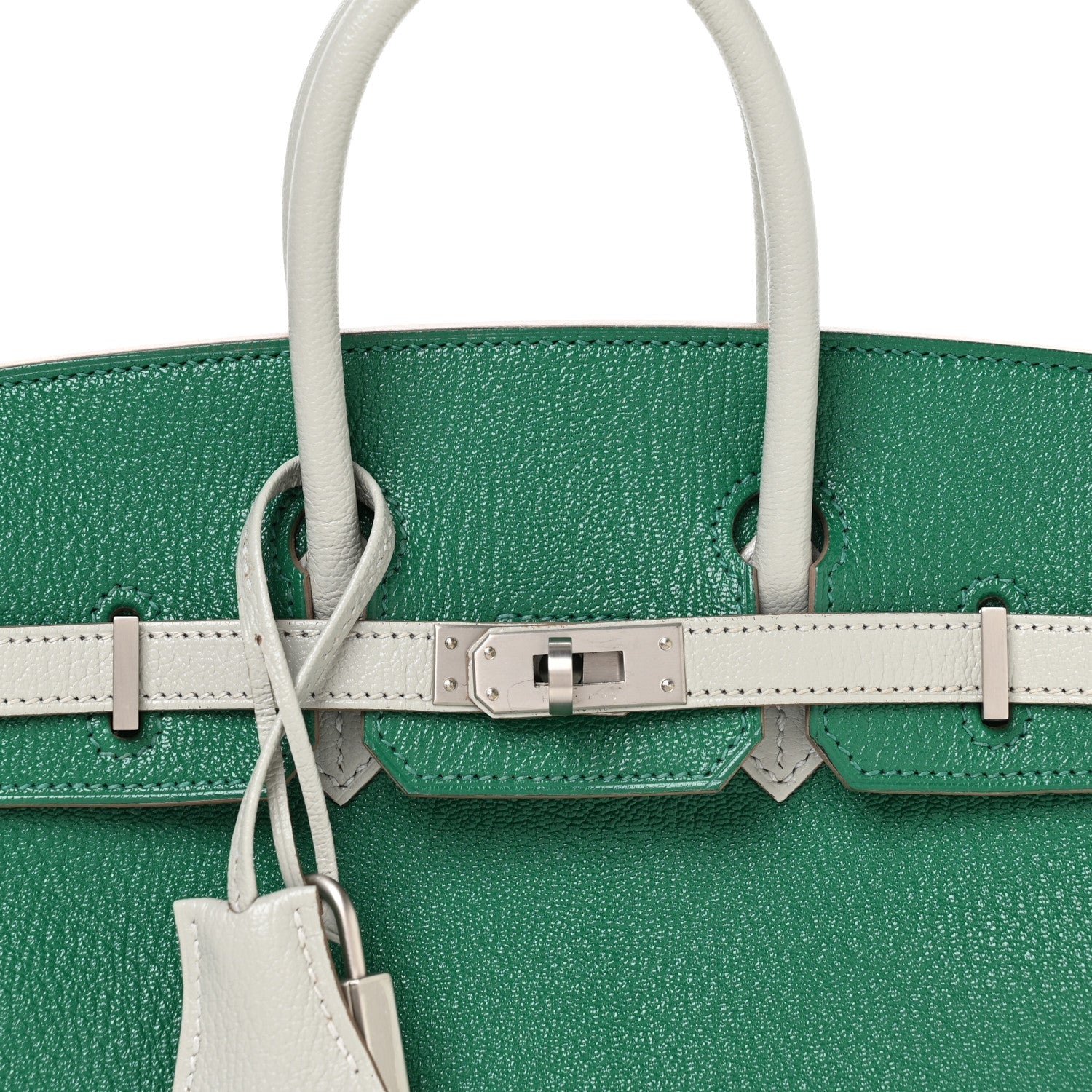 Chevre Mysore Horseshoe Birkin 25 Vert Vertigo Gris Perle