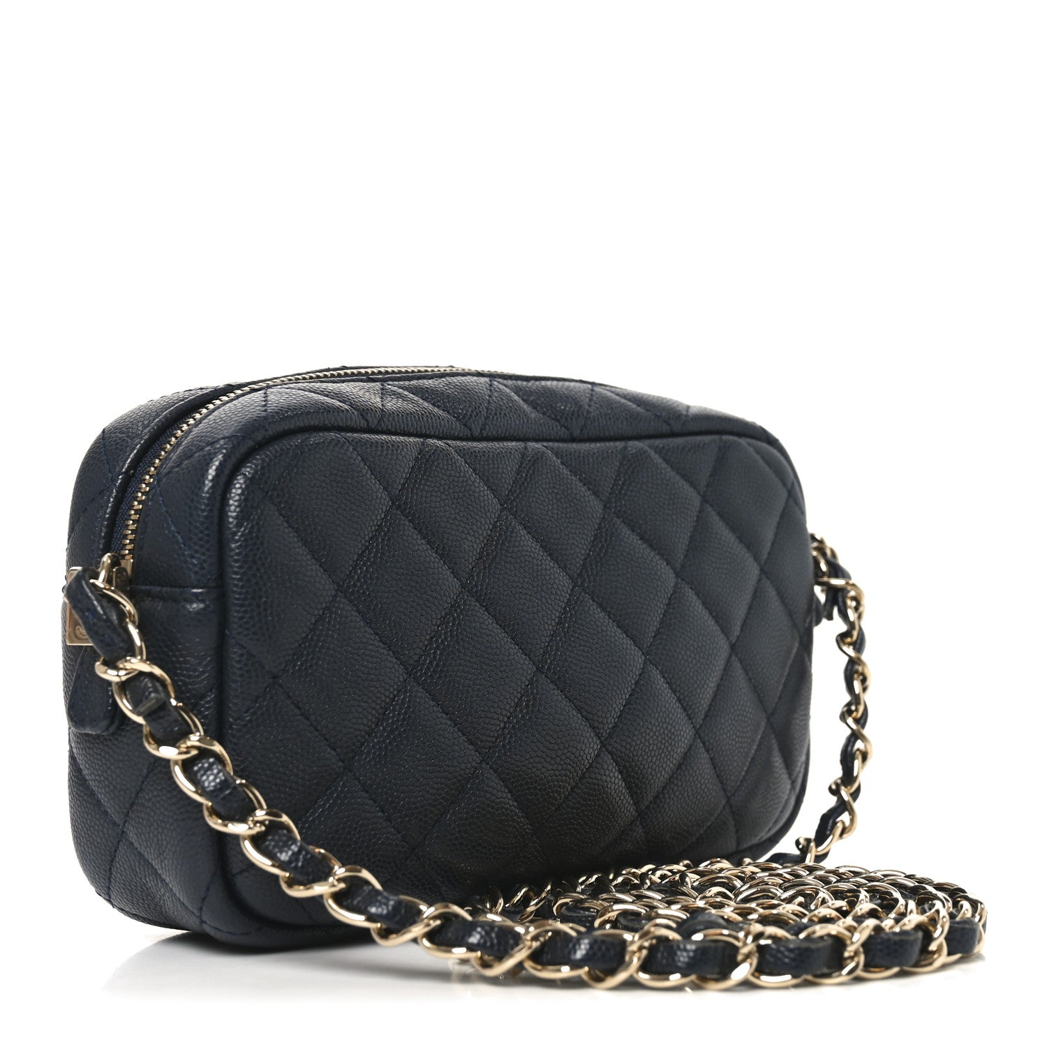 Caviar Quilted Camera Case Navy