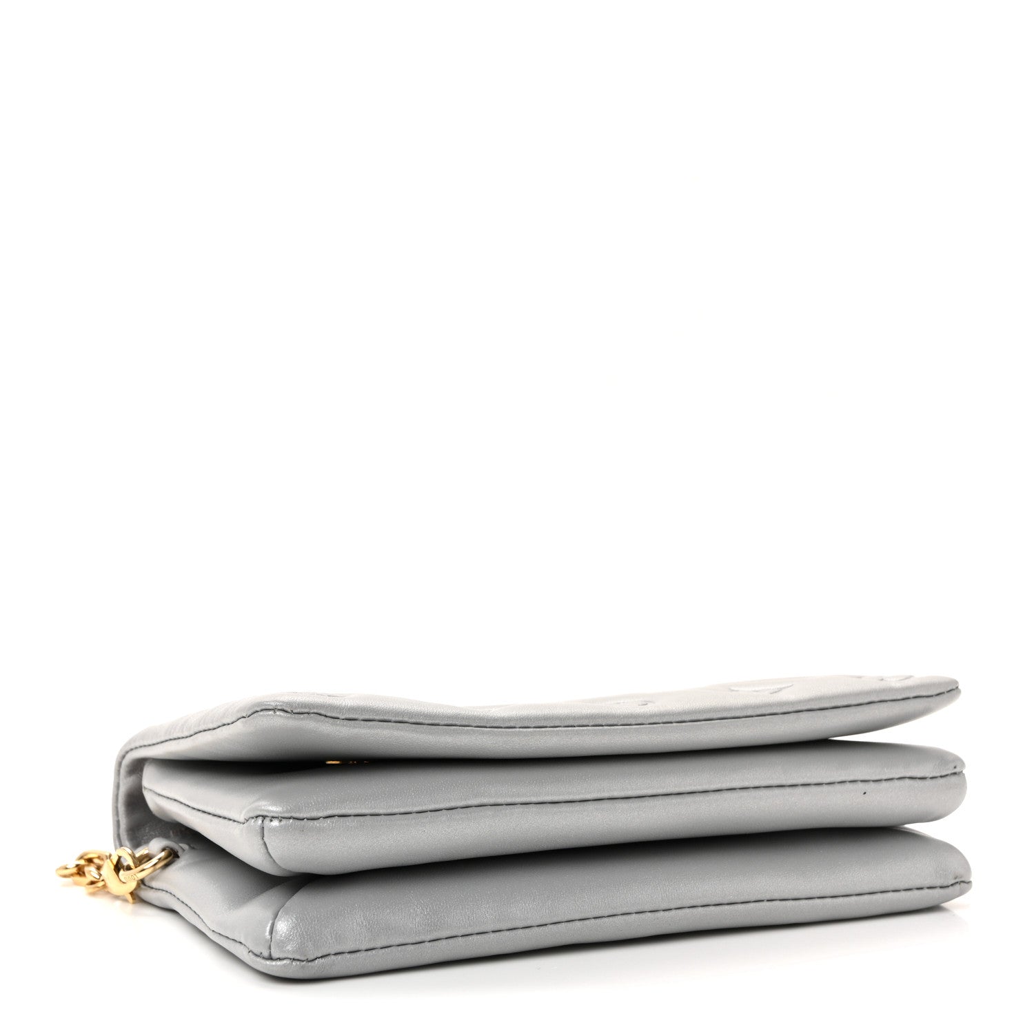 Metallic Lambskin Embossed Monogram Pochette Coussin Silver