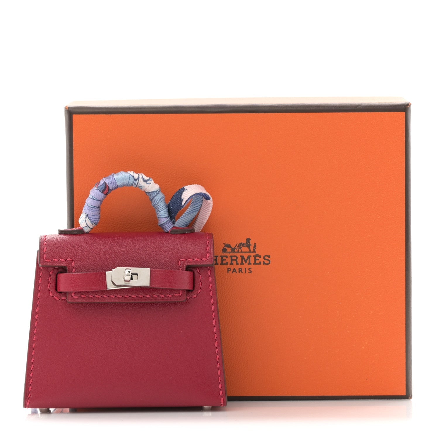 Tadelakt Mini Kelly Twilly Bag Charm Rouge Vif