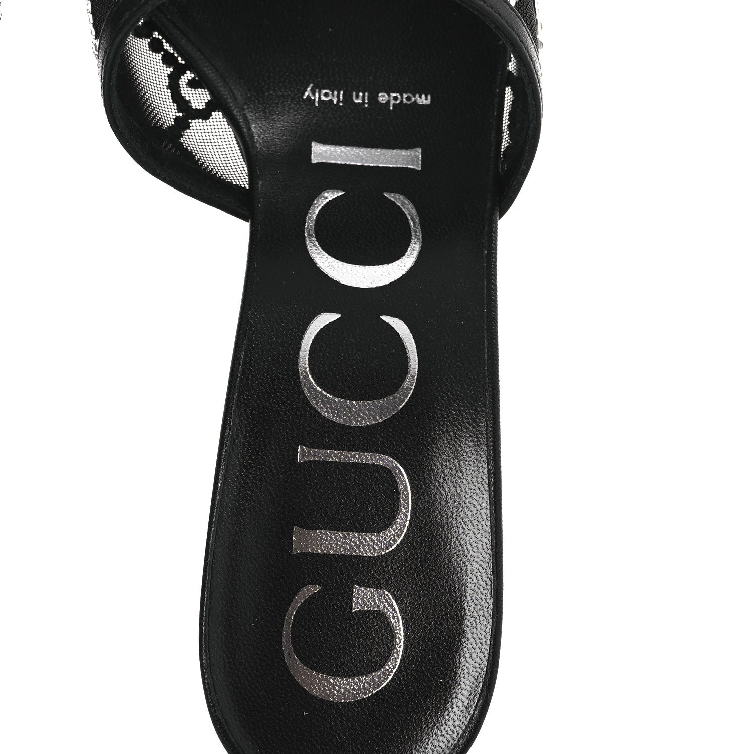 Tela Retino Kid Scamosciato Crystal GG Monogram Square Demi Mule Sandals 36 Black