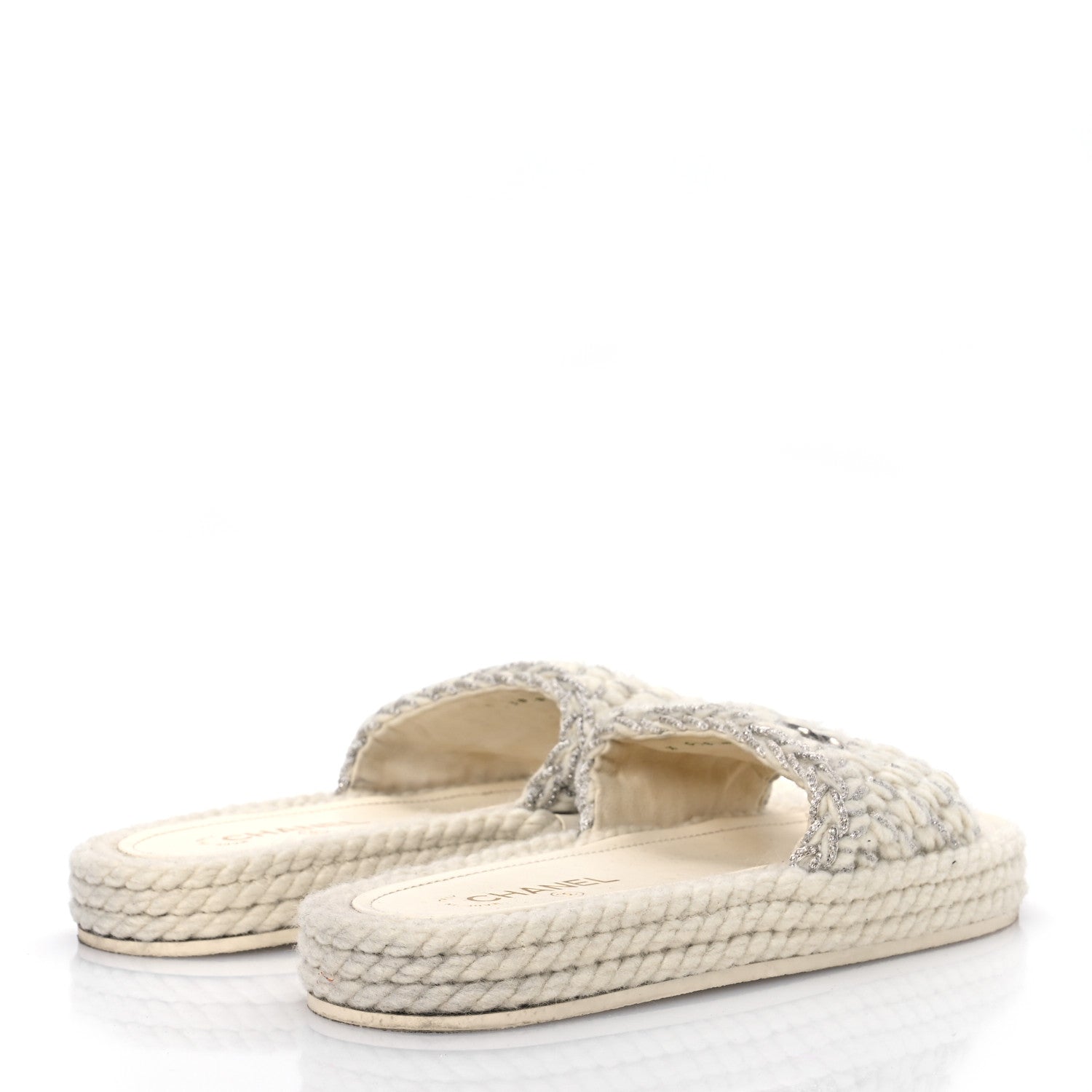 Braided Knit CC Mules 40 Ecru