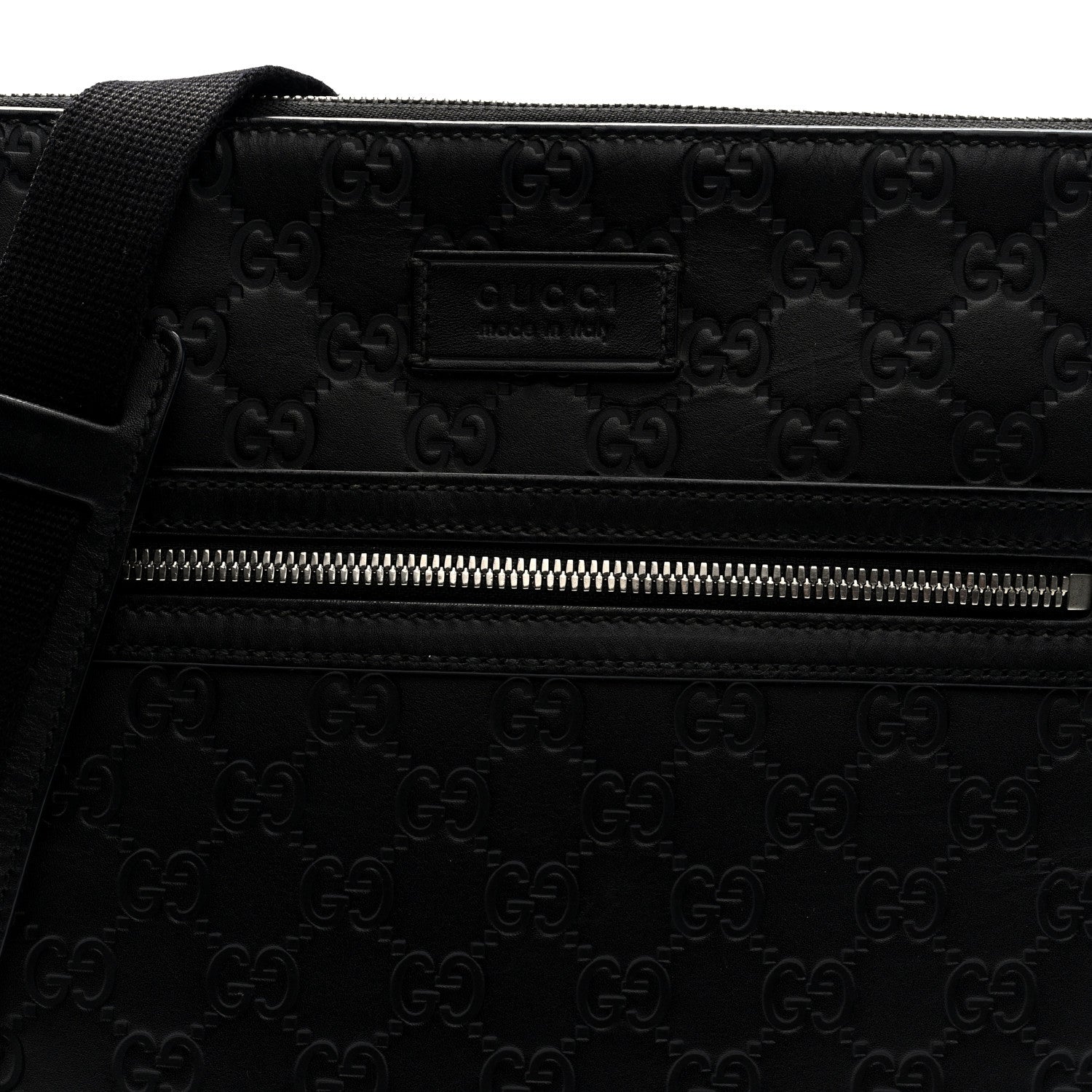 Guccissima Signature Medium Flat Messenger Bag Black