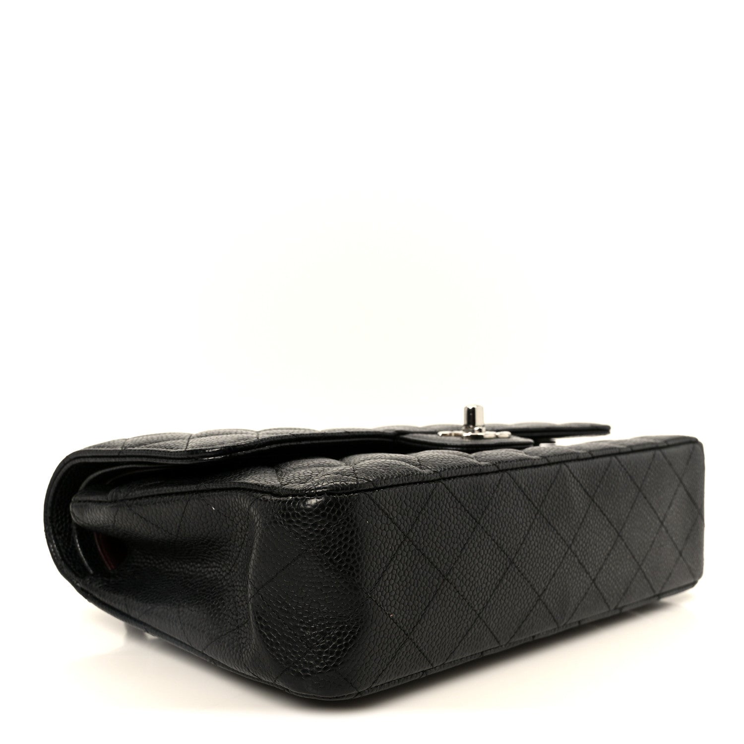 Caviar Quilted Medium Double Flap Black