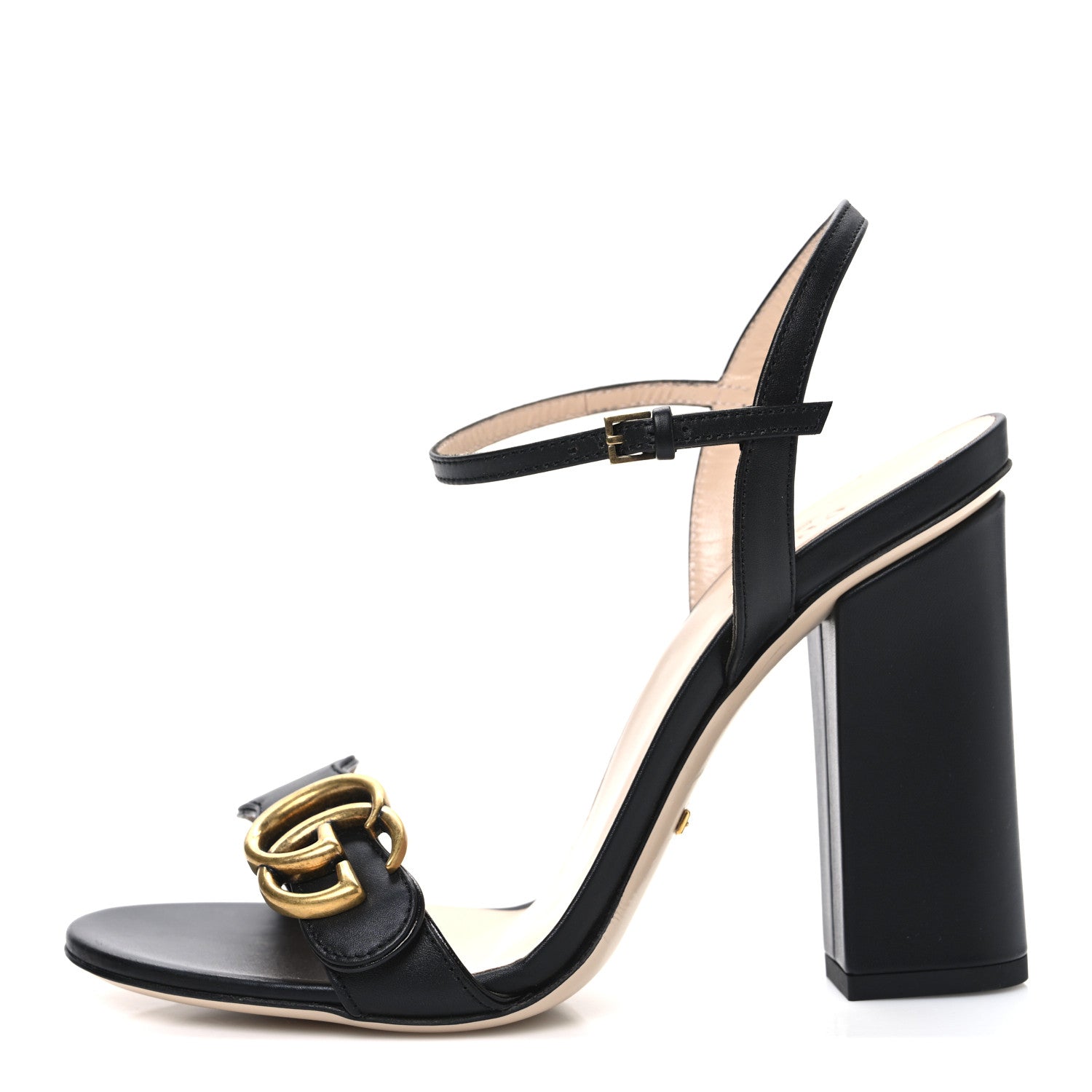 Lifford Calfskin GG Marmont Ankle Wrap 105mm Sandals 37 Black