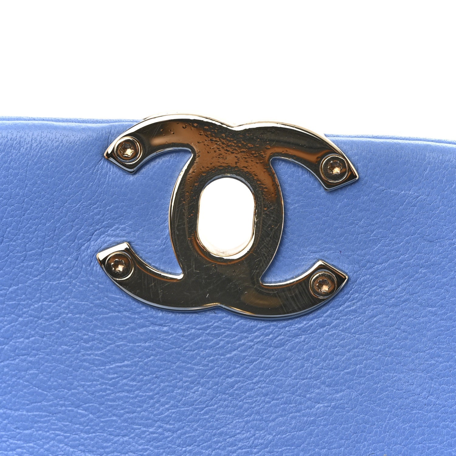 Lambskin Enamel Quilted Small Chain Frame Flap Blue