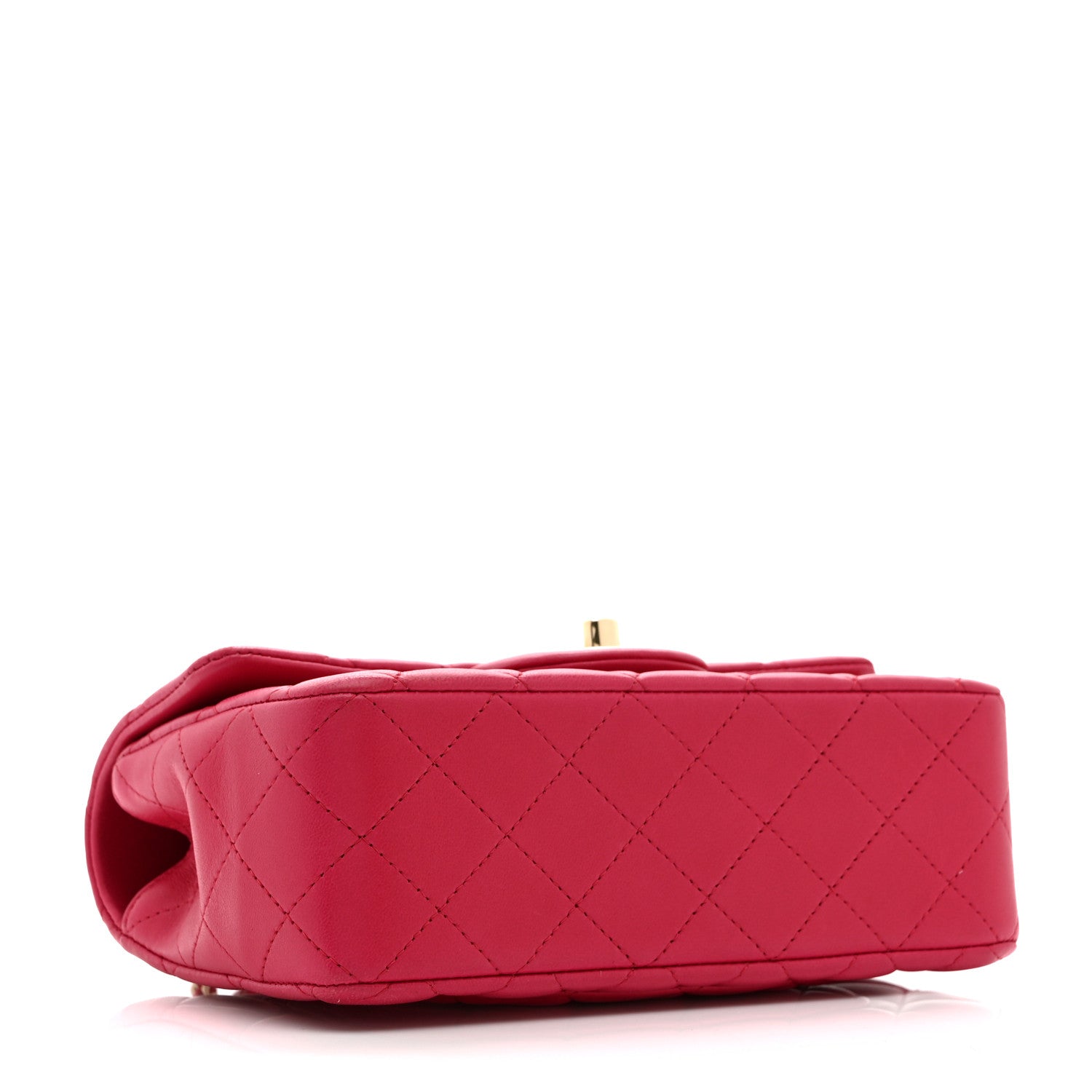 Lambskin Quilted Mini Top Handle Rectangular Flap Dark Pink