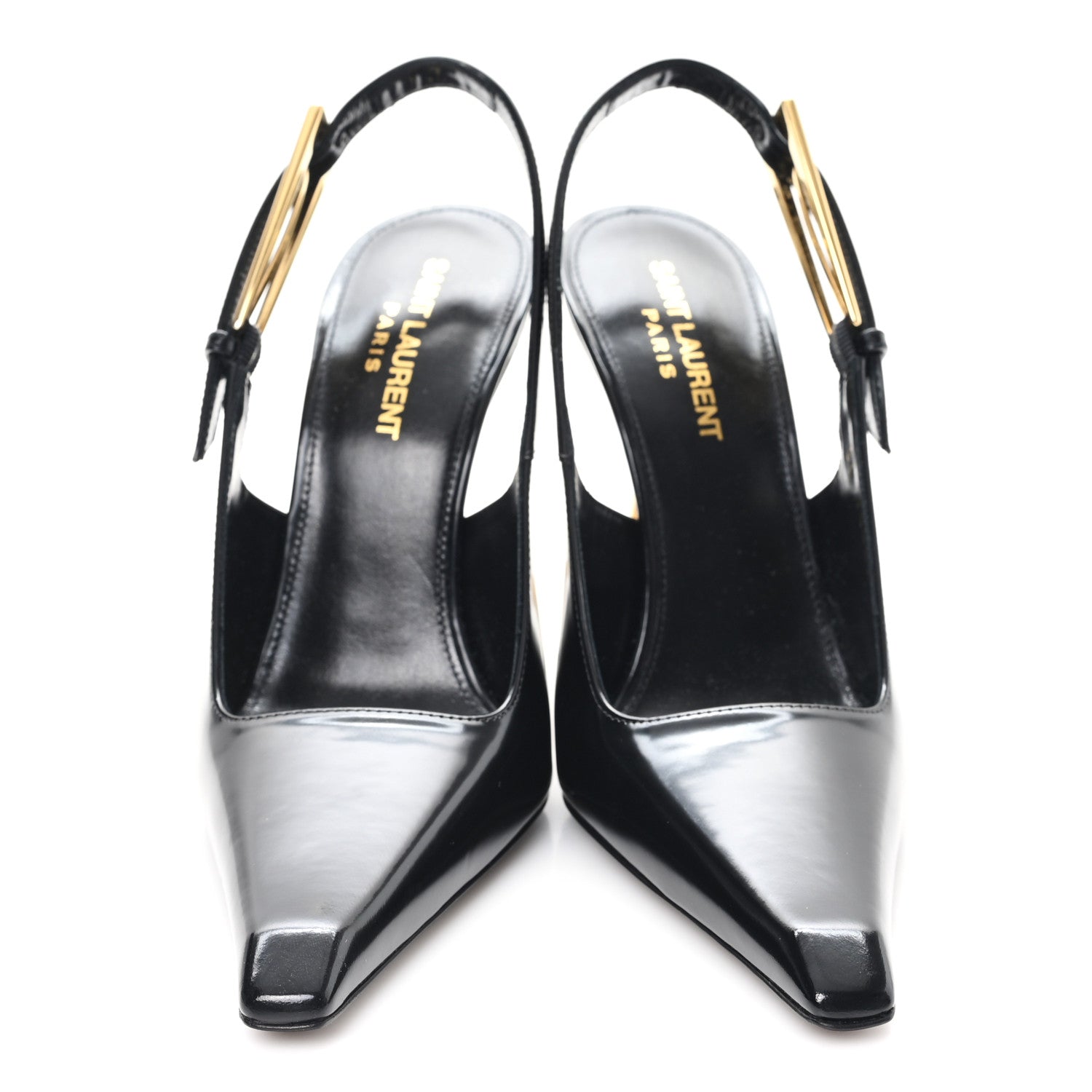 Glazed Calfskin Lee 110 Slingback Pumps 36.5 Black