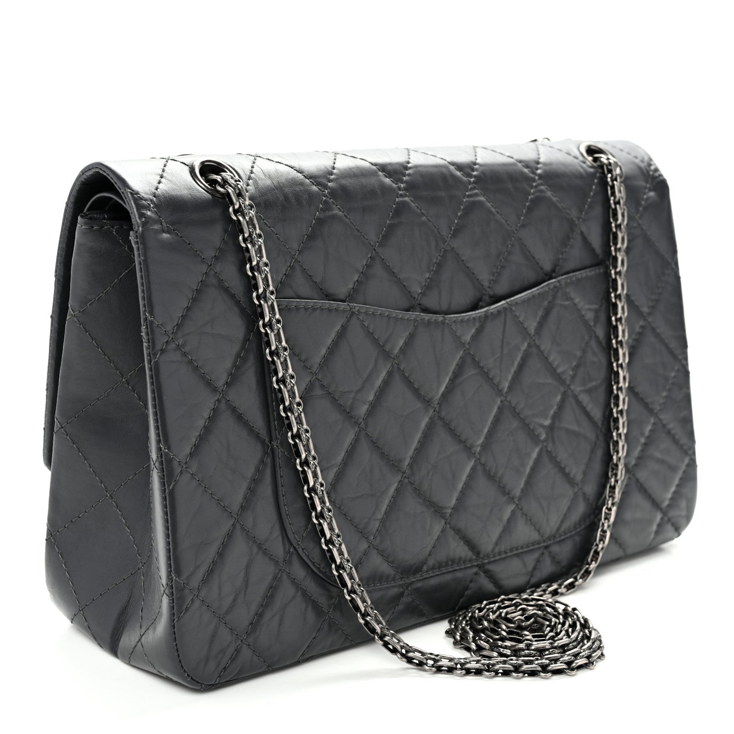 Aged Calfskin Quilted 2.55 Reissue 227 Flap Dark Grey