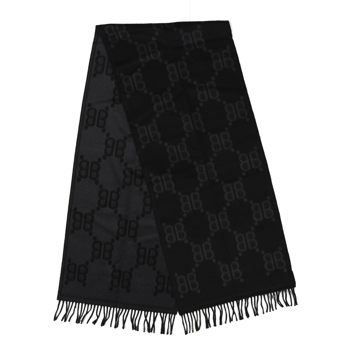 X BALENCIAGA Cashmere All Over Macro Print Scarf Black