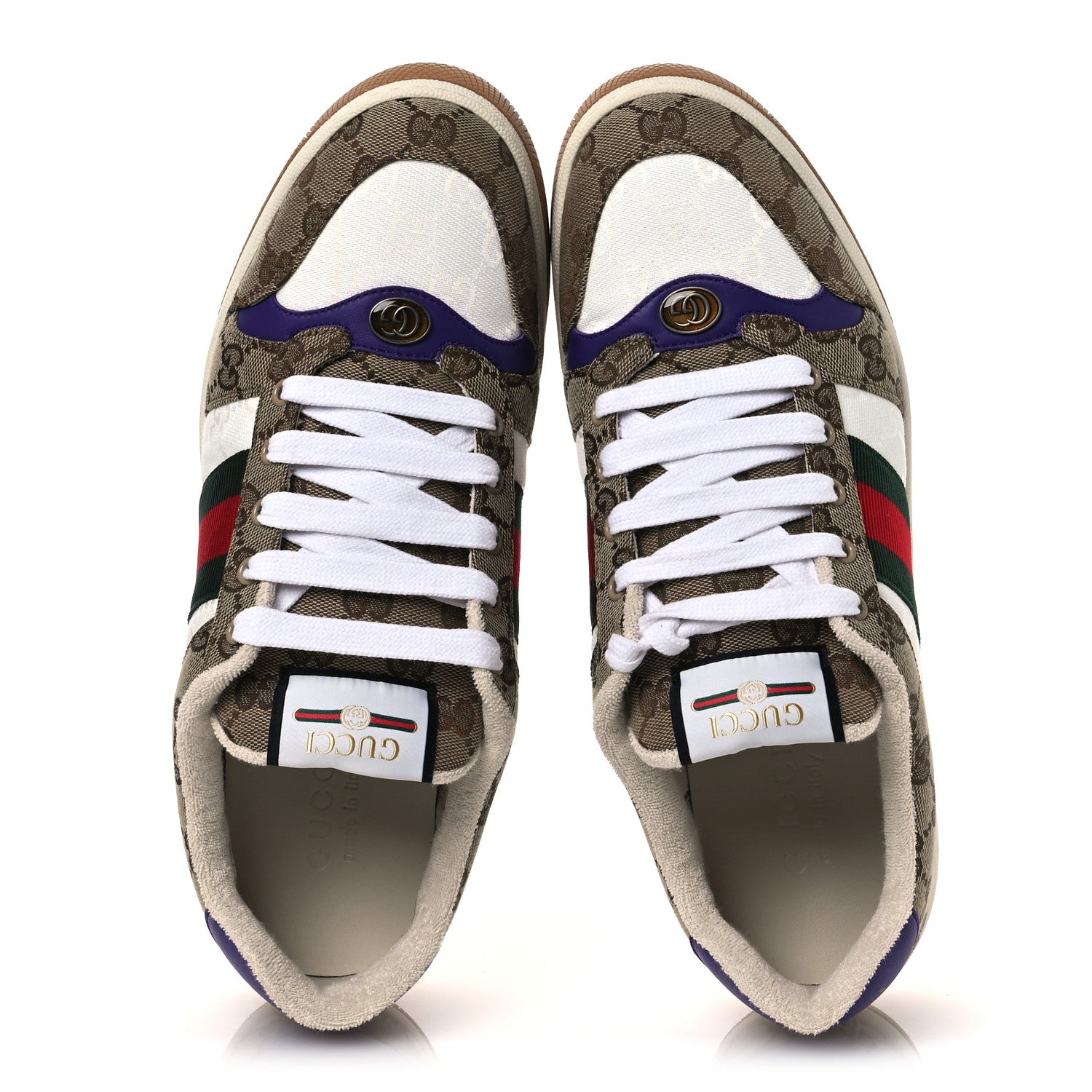 Calfskin Lame GG Monogram Web Mens Screener Sneakers 10