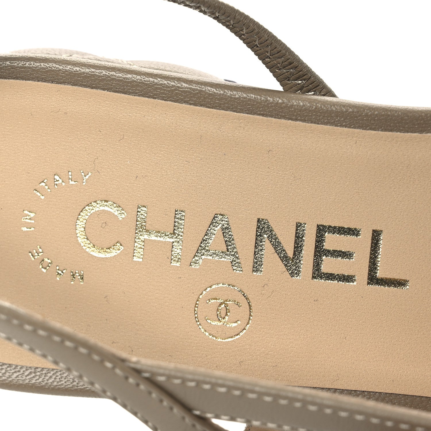 Lambskin Patent Cap Toe CC Slingback Flats 38 Beige Black