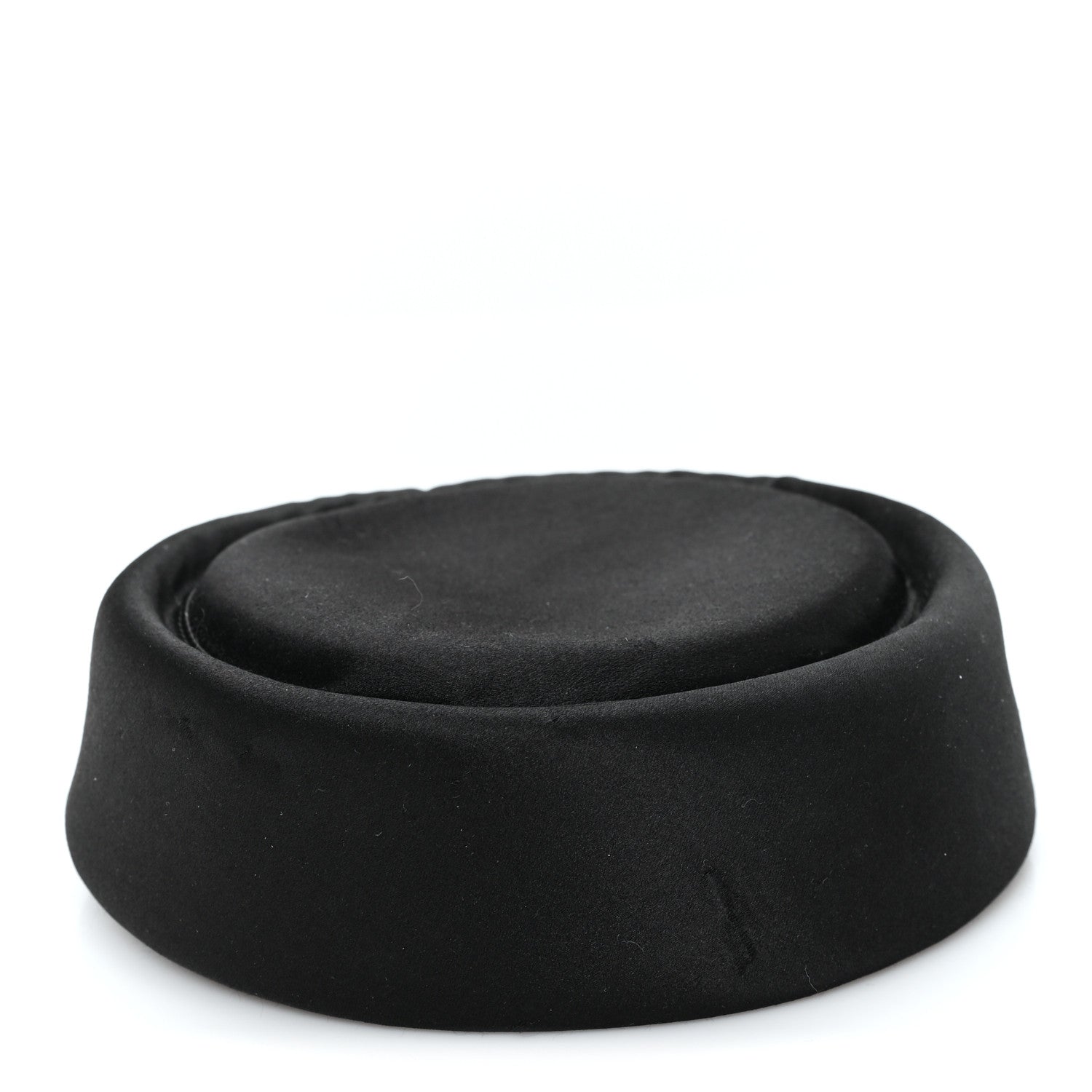 Satin Pillbox Hat M 57 Black