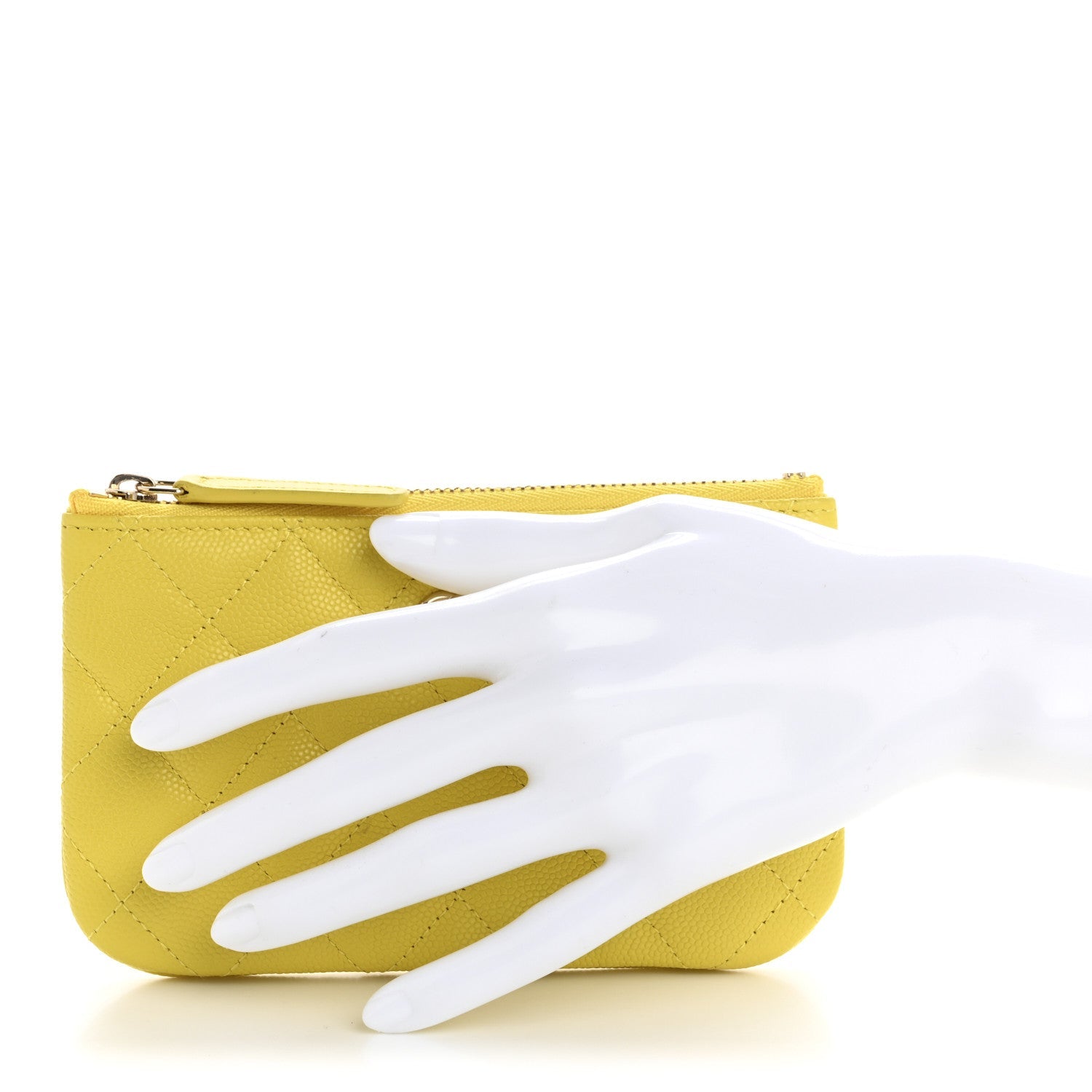 Caviar Quilted Small Cosmetic Case Yellow
