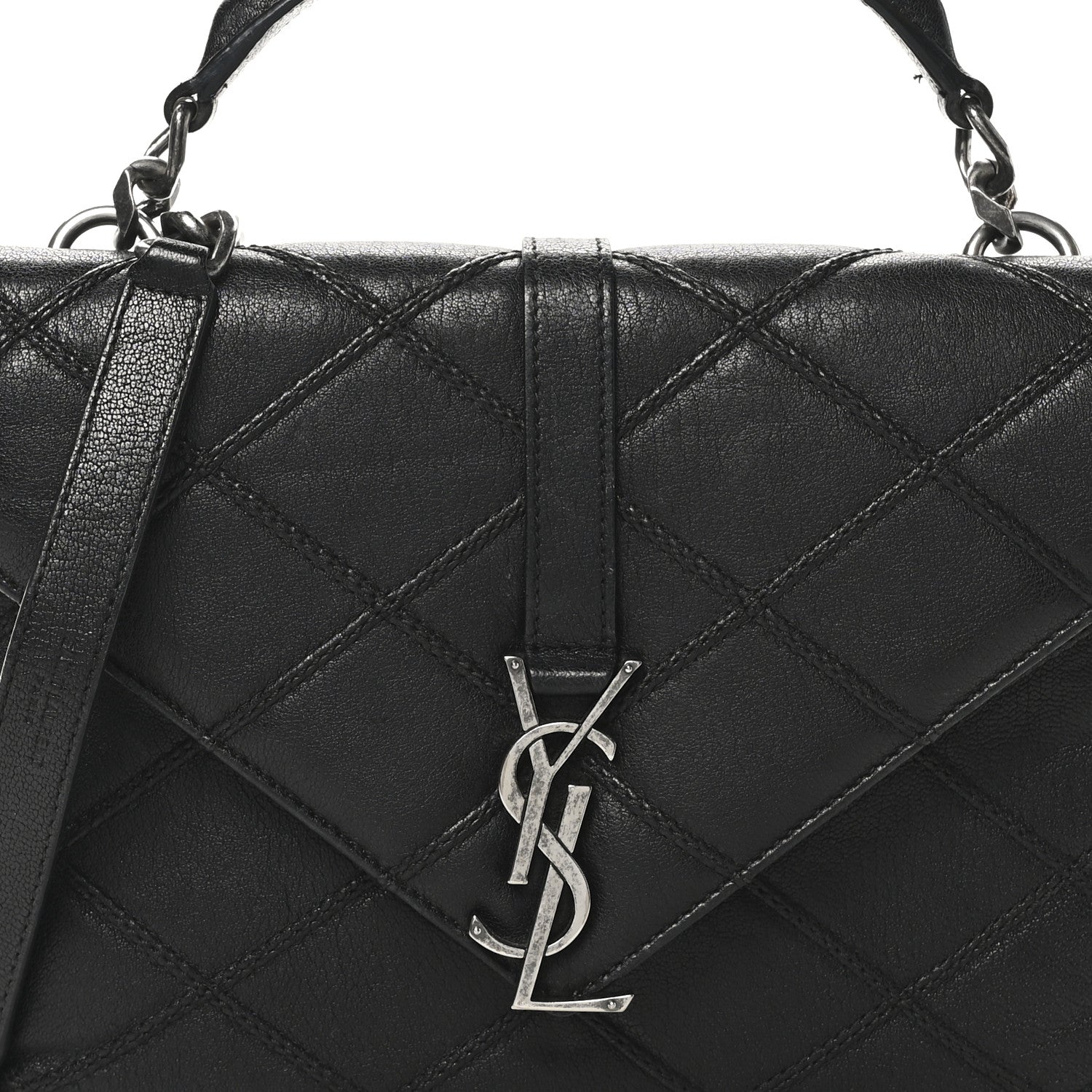 Calfskin Matelasse Diamond Quilted Monogram Medium College Bag Black
