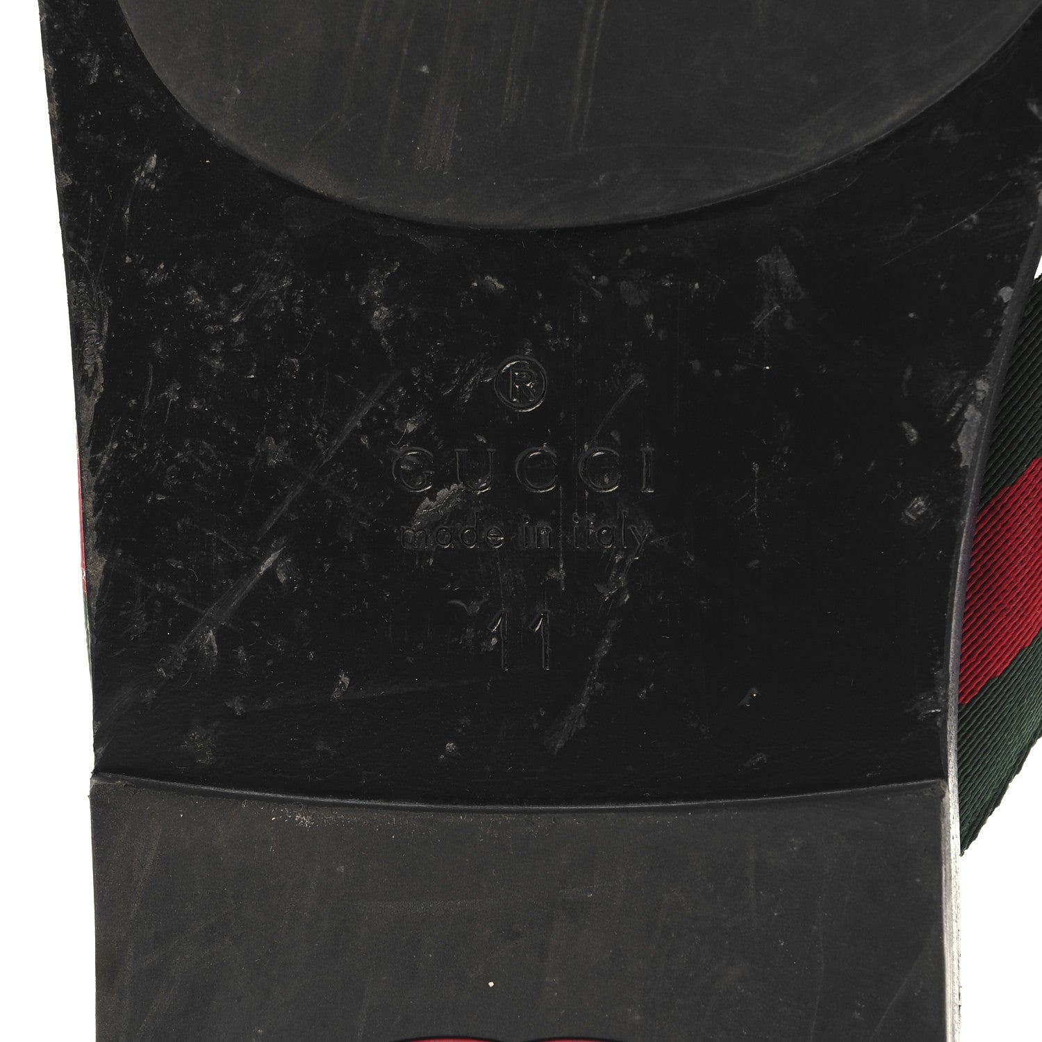 Nylon Calfskin Web Mens GG Thong Sandals 11 Green Red Black