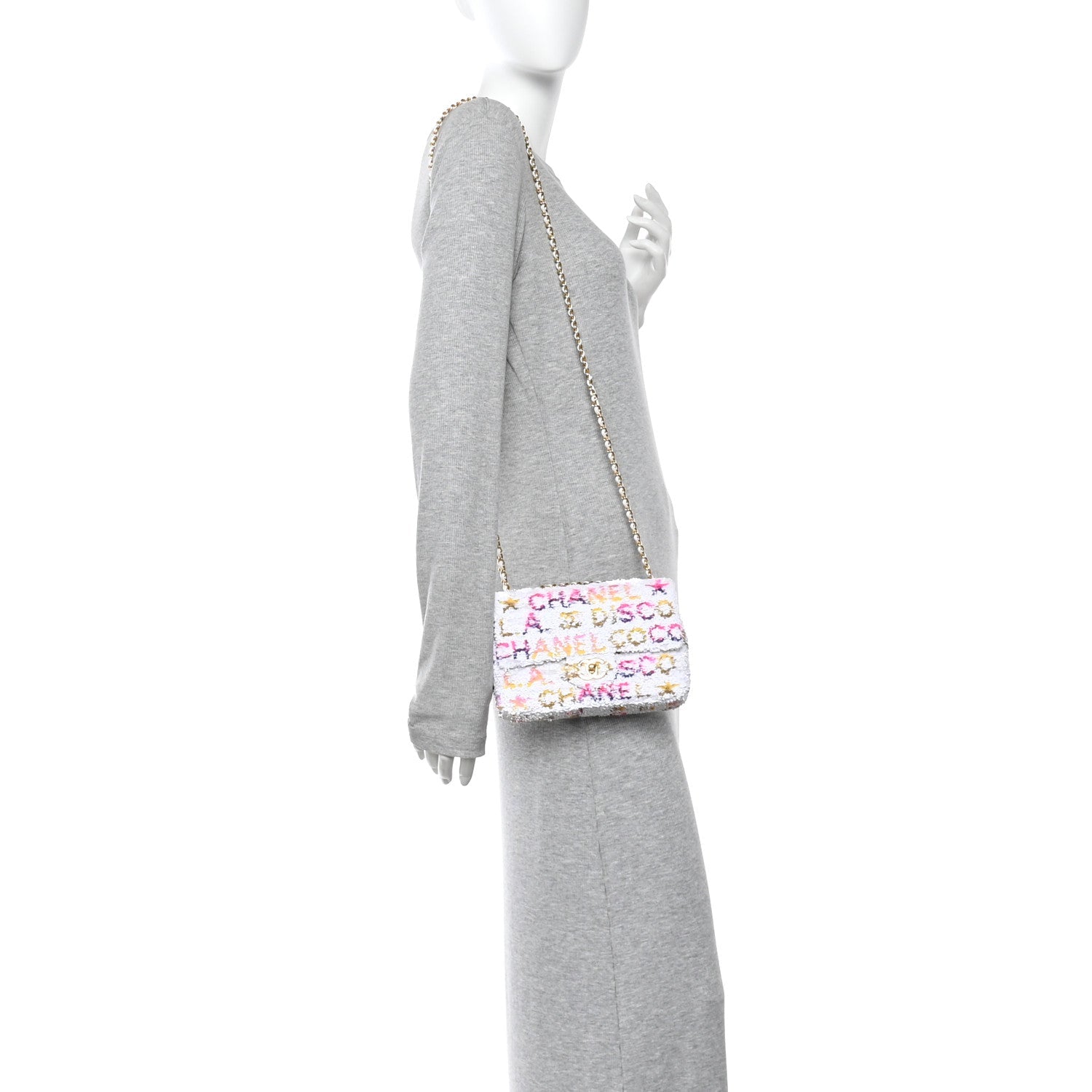 Sequin Logo CC Small Single Flap White Multicolor