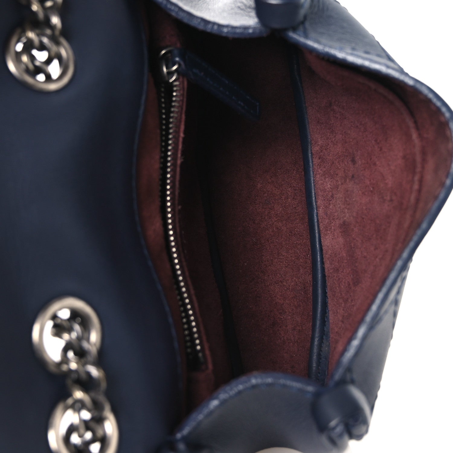 Calfskin Stitch CC Small Flap Navy Blue