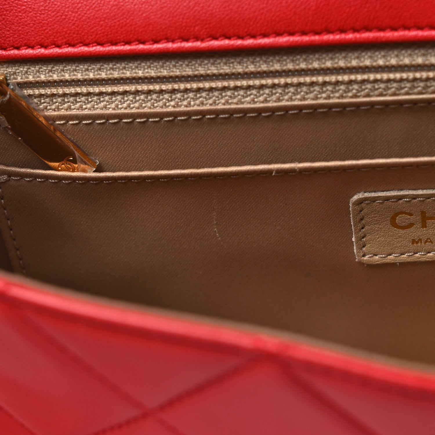 Lambskin Quilted Large Golden Class Flap Red