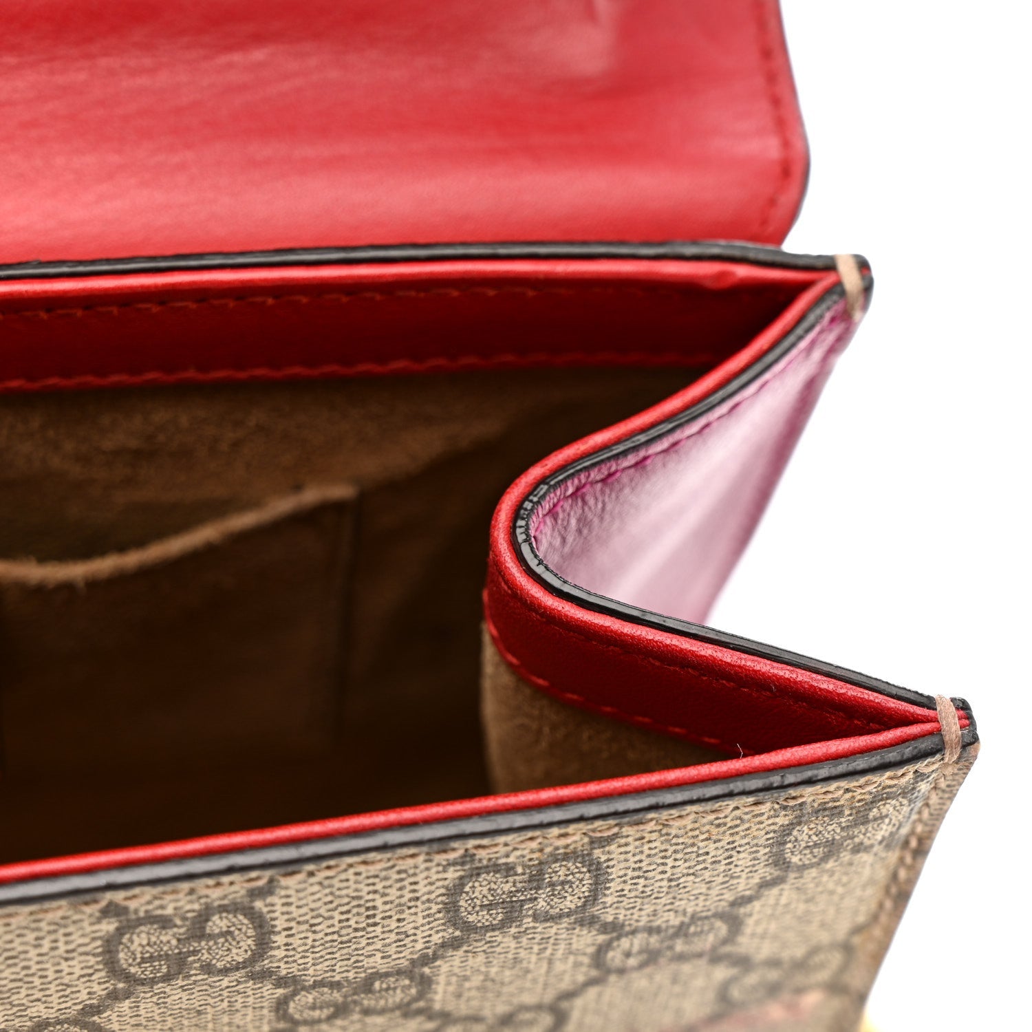 GG Supreme Monogram Calfskin Small Padlock Shoulder Bag Beige Hibiscus Red New Rosette