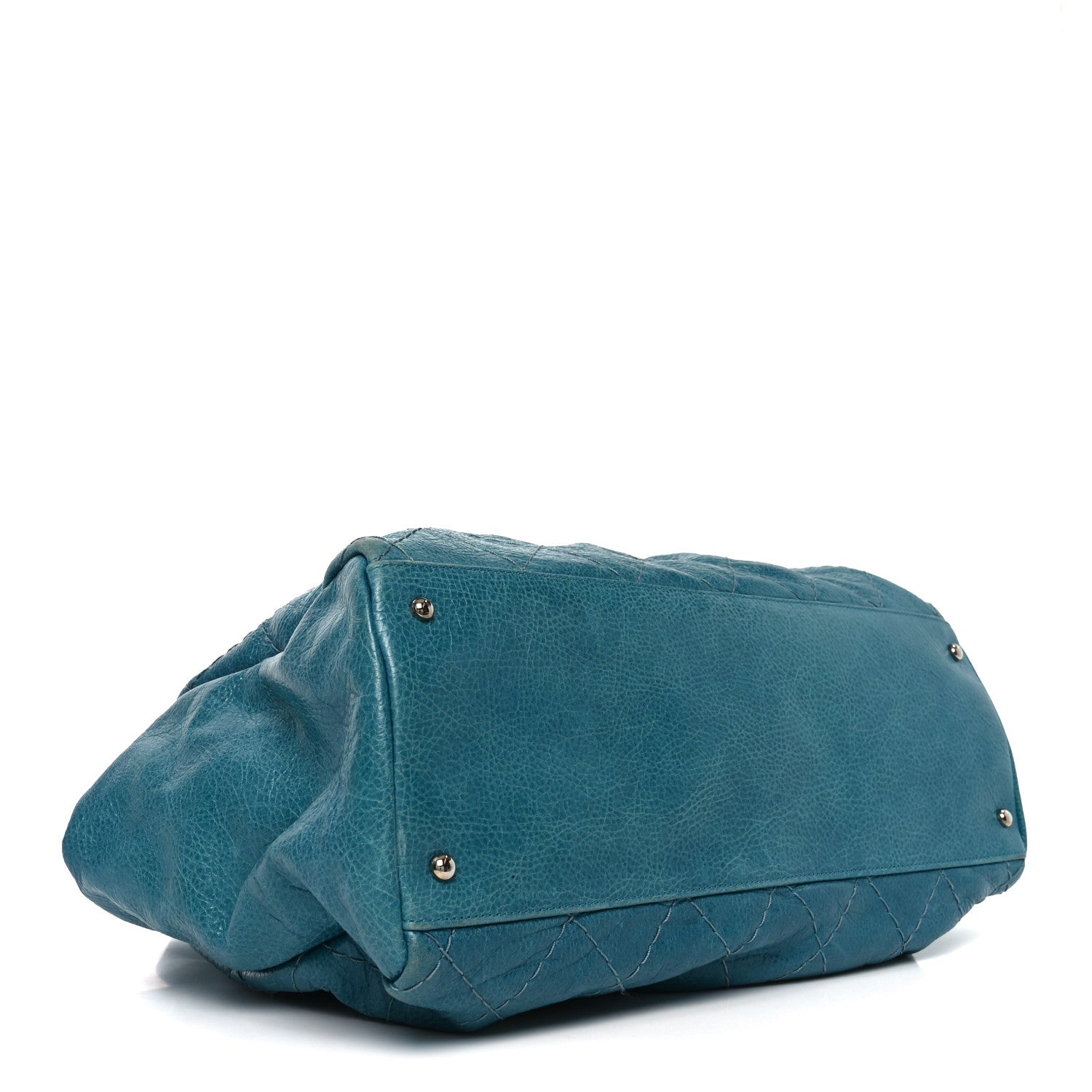 Glazed Calfskin Large On The Road Large Frame Tote Blue