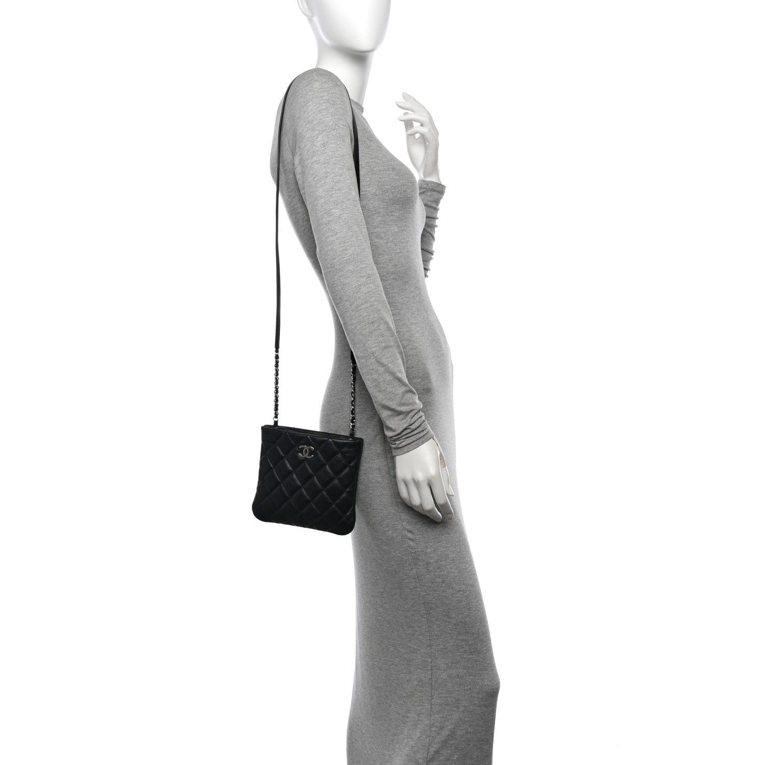 Lambskin Quilted Crossbody Bag Black