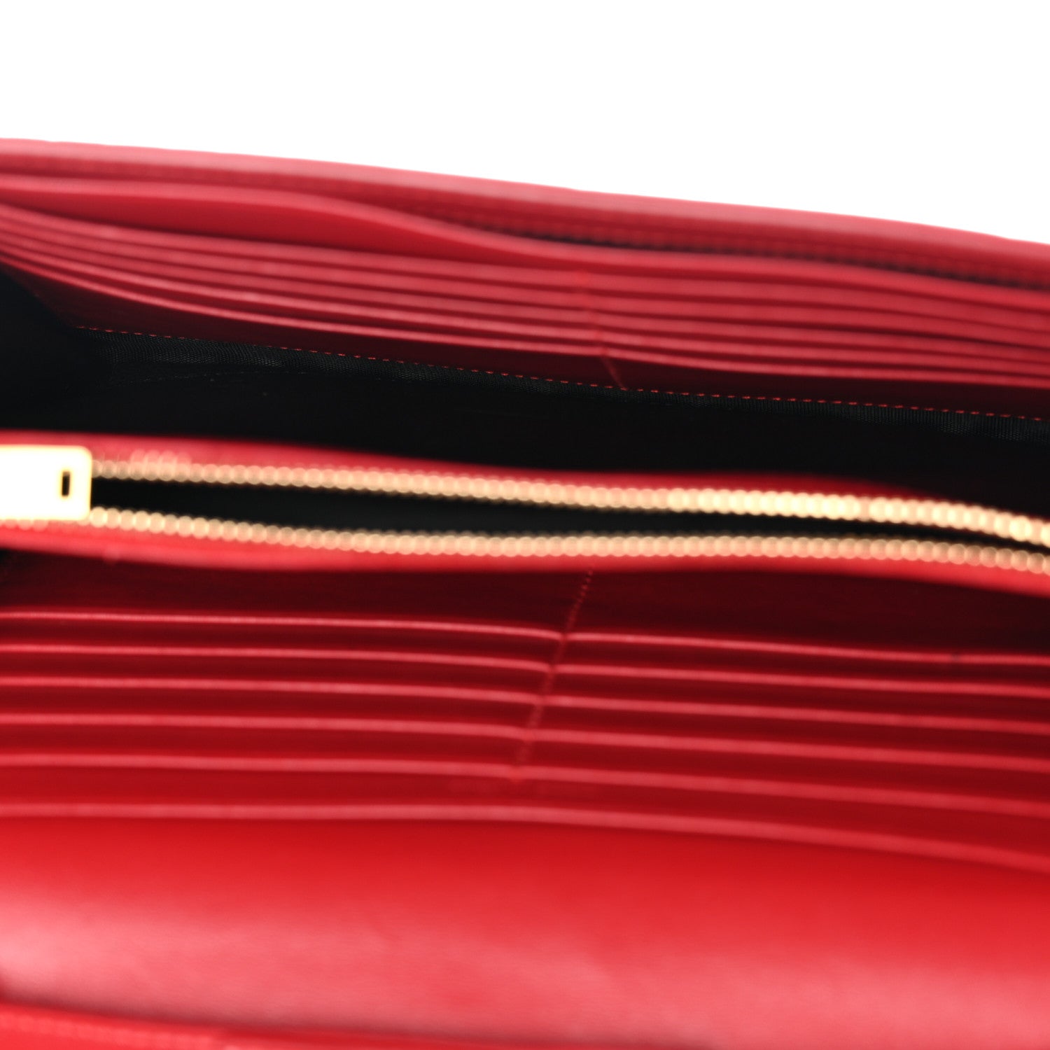 Calfskin Crocodile Embossed Monogram Chain Wallet New Lipstick Red
