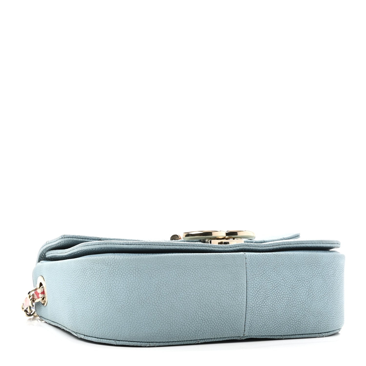 Grained Calfskin Quilted Small Cuba Top Handle Flap Blue