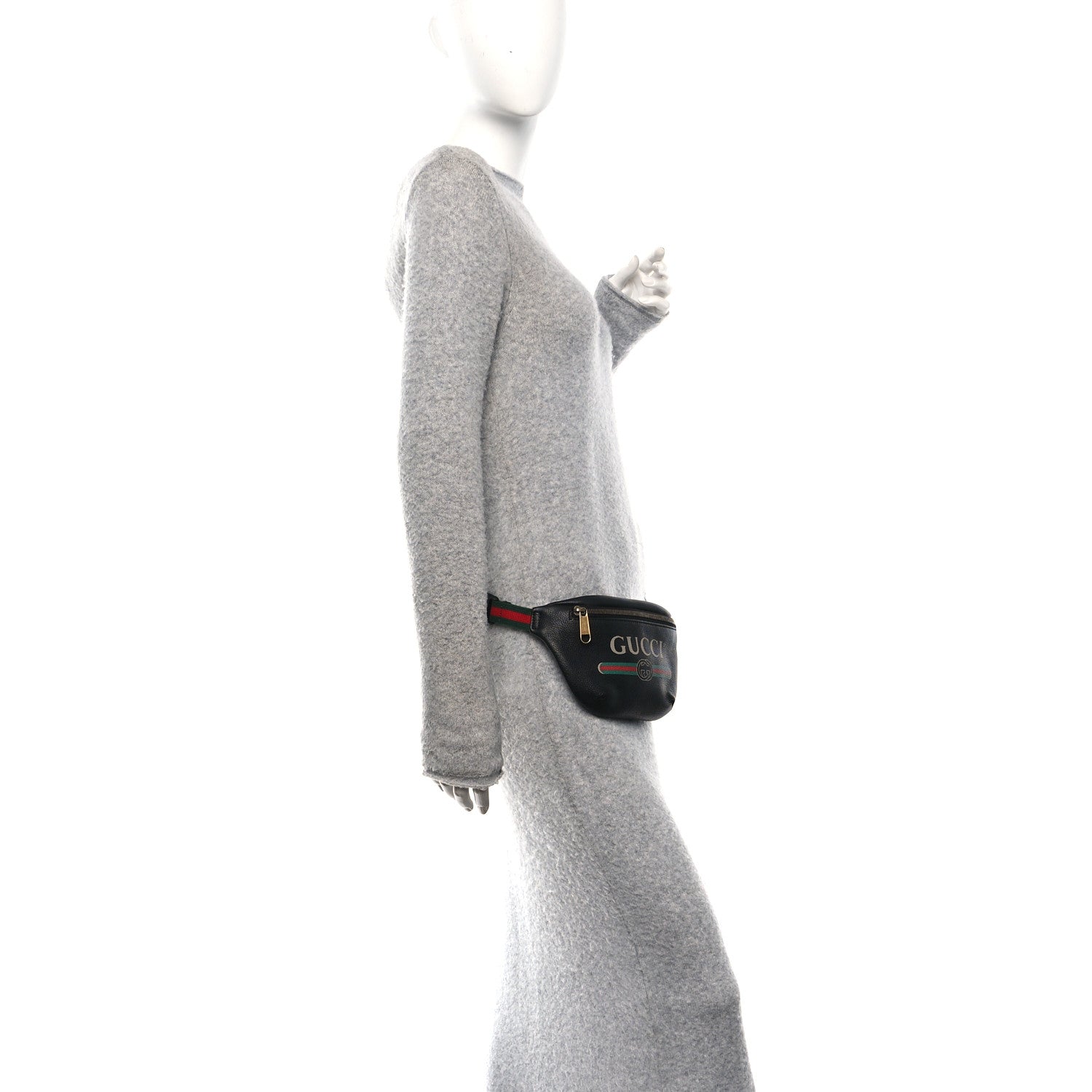 Grained Calfskin Logo Belt Bag Black