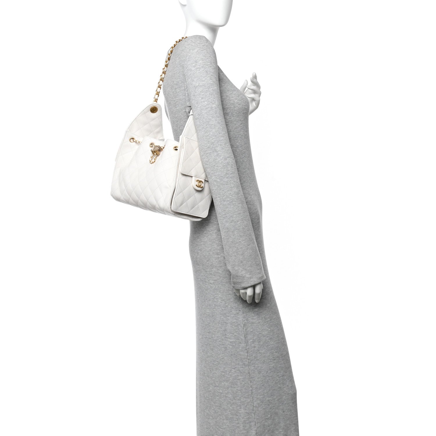 Caviar Quilted Small Chanel 25 Handbag White
