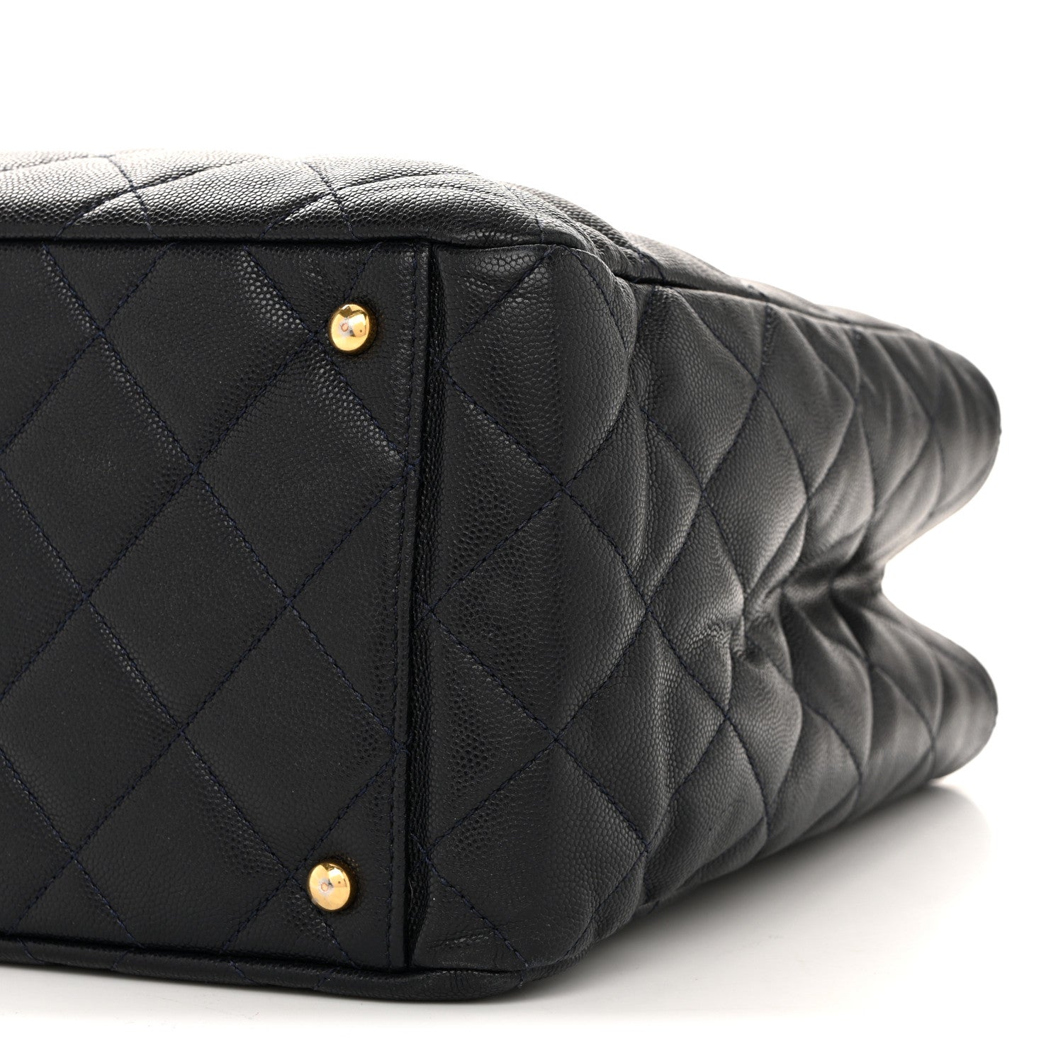 Caviar Quilted Small Shopping Tote Navy