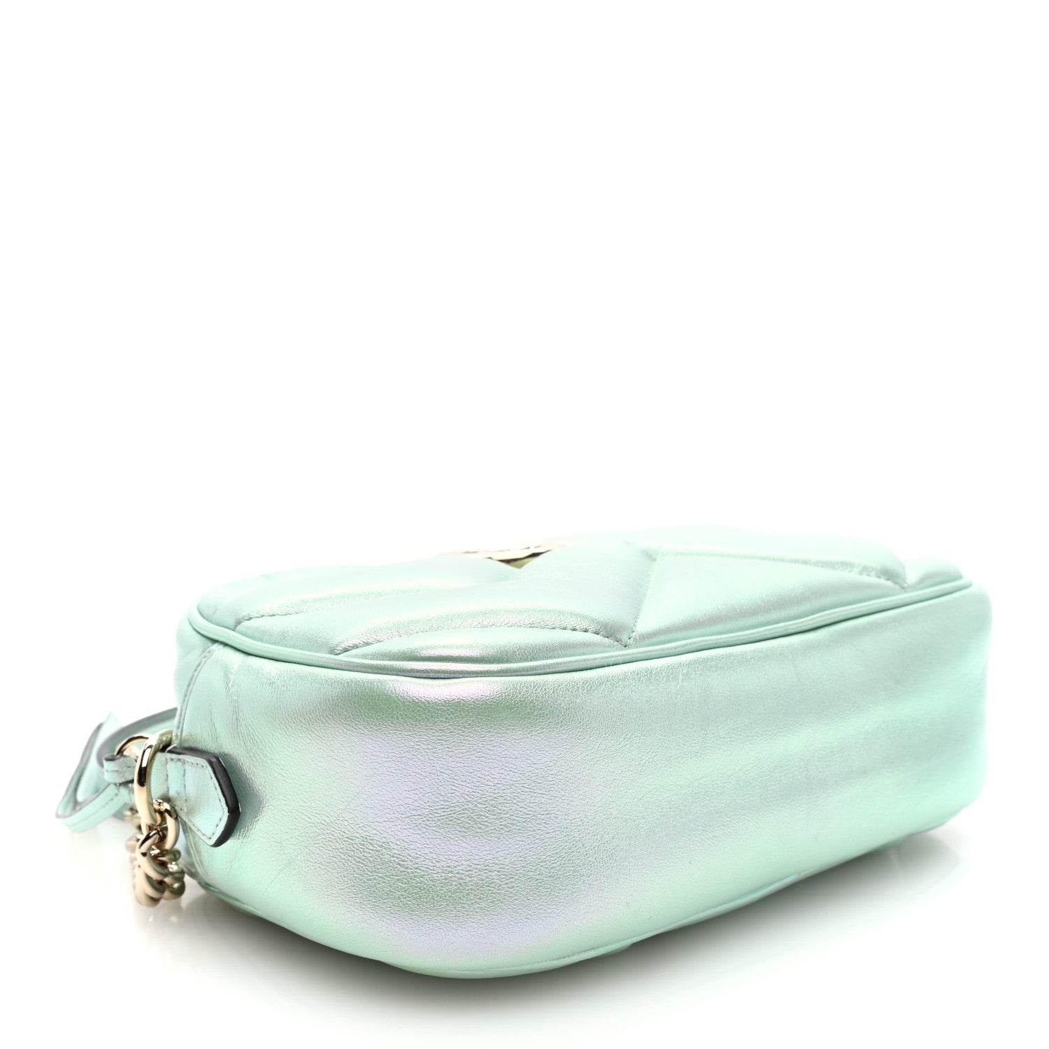 Iridescent Nappa Chevron Matelasse Small GG Marmont Chain Shoulder Bag Iridescent Salvy Green