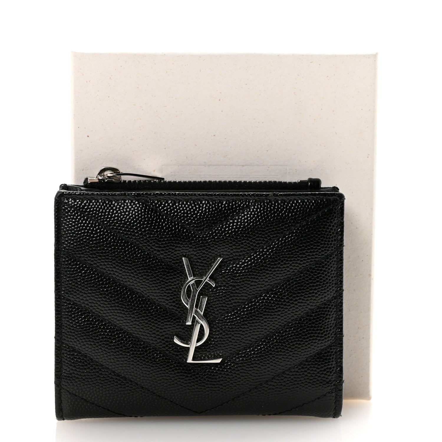 Grain De Poudre Matelasse Chevron Monogram Zipped Card Case Black