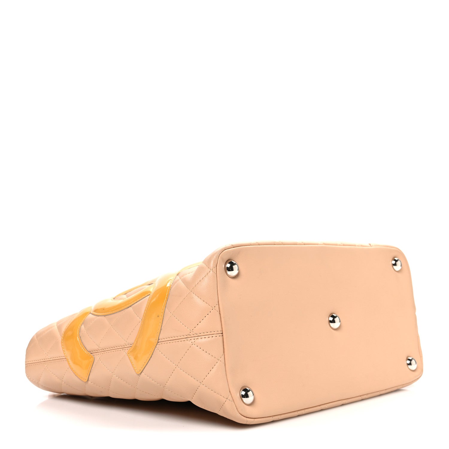 Calfskin Quilted Large Cambon Tote Beige